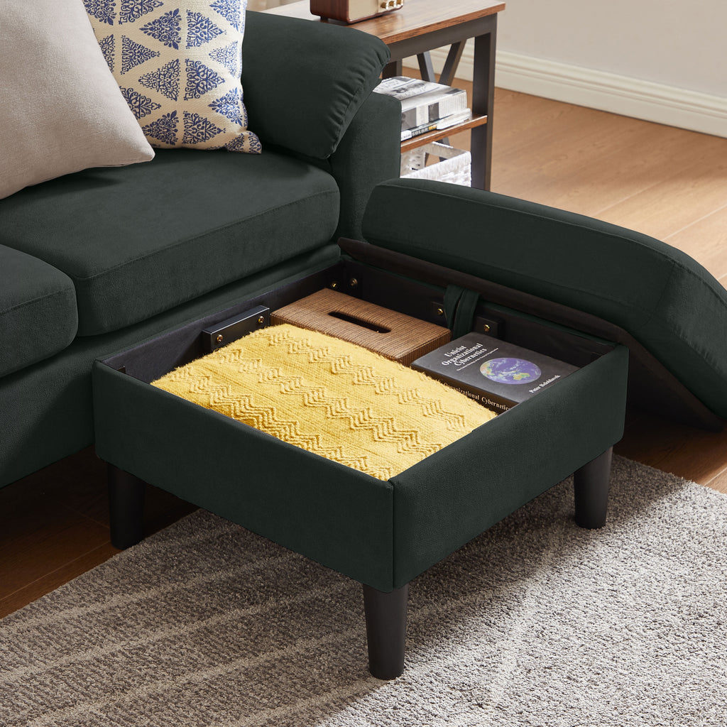 Jarenie 80 Convertible Sectional Sofa, Small L Shaped 3 Seat Couch with Reversible Storage Chaise, Modern Polyester Fabric Sofa Couches for Living Room, Apartment and Small Space, Beige