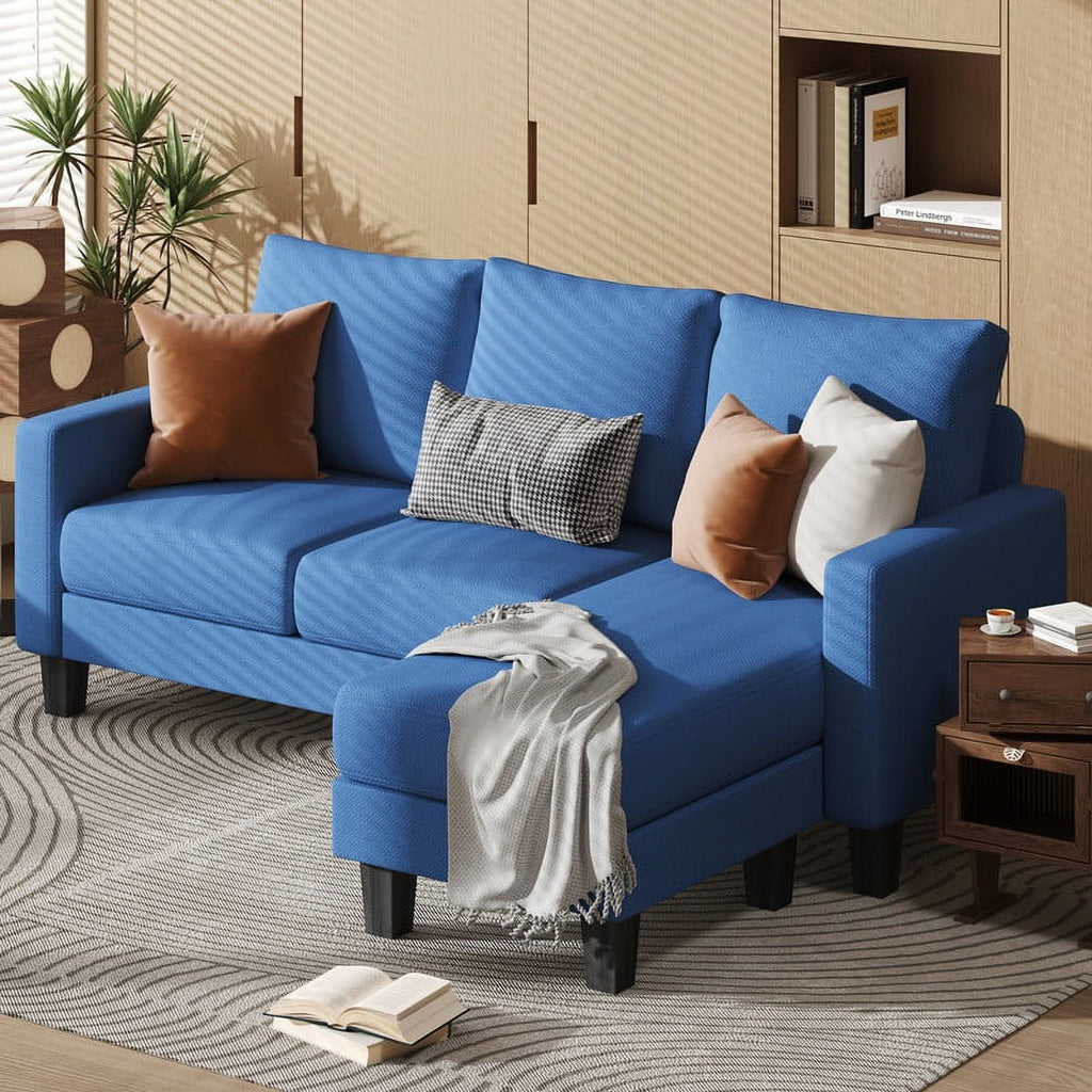 Homall Convertible Sectional Sofa Couch, Modern Linen Fabric L-Shaped Couch 3-Seat Sofa Sectional with Reversible Chaise for Small Living Room, Apartment and Small Space, Light Gray