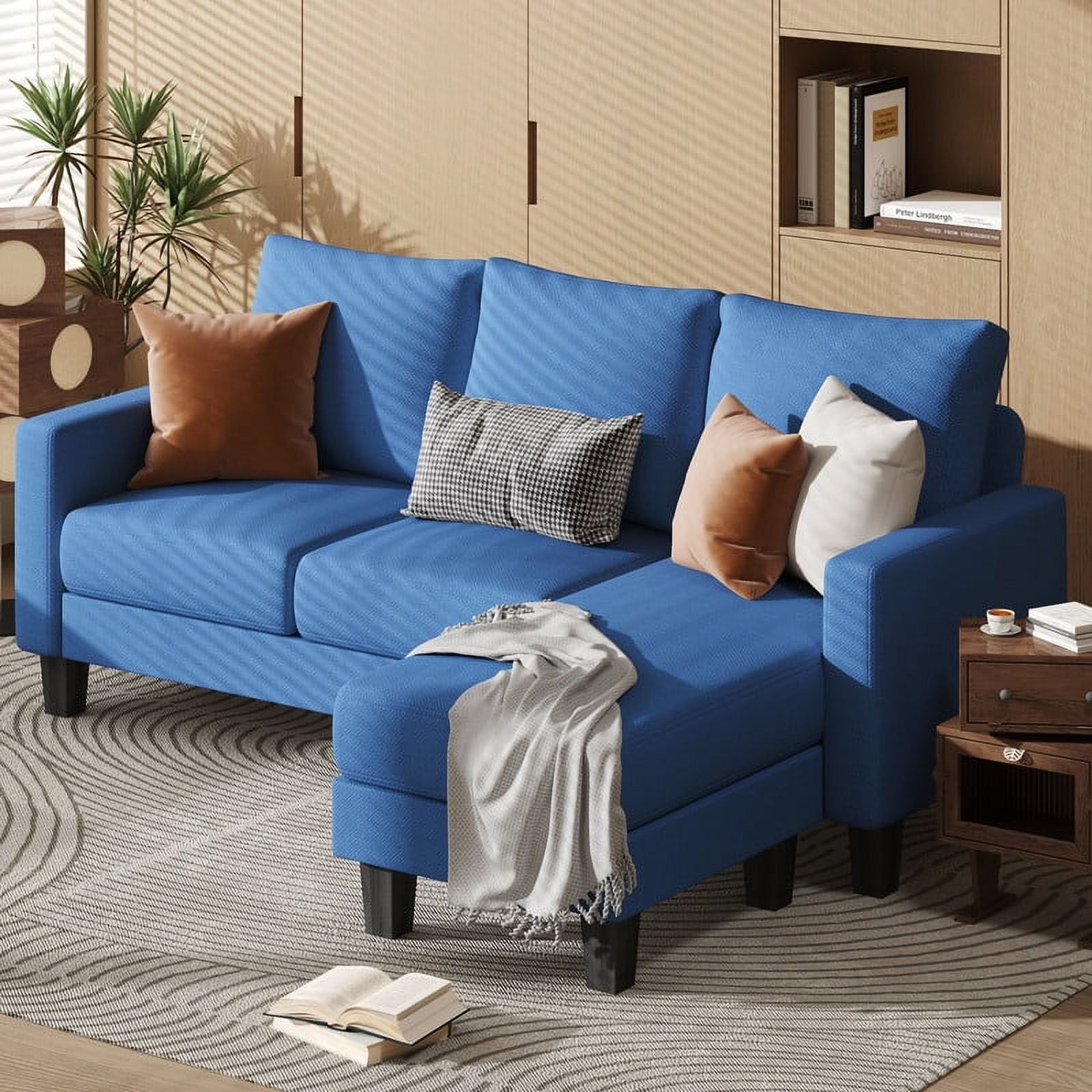 Homall Convertible Sectional Sofa Couch, Modern Linen Fabric L-Shaped Couch 3-Seat Sofa Sectional with Reversible Chaise for Small Living Room, Apartment and Small Space, Light Gray