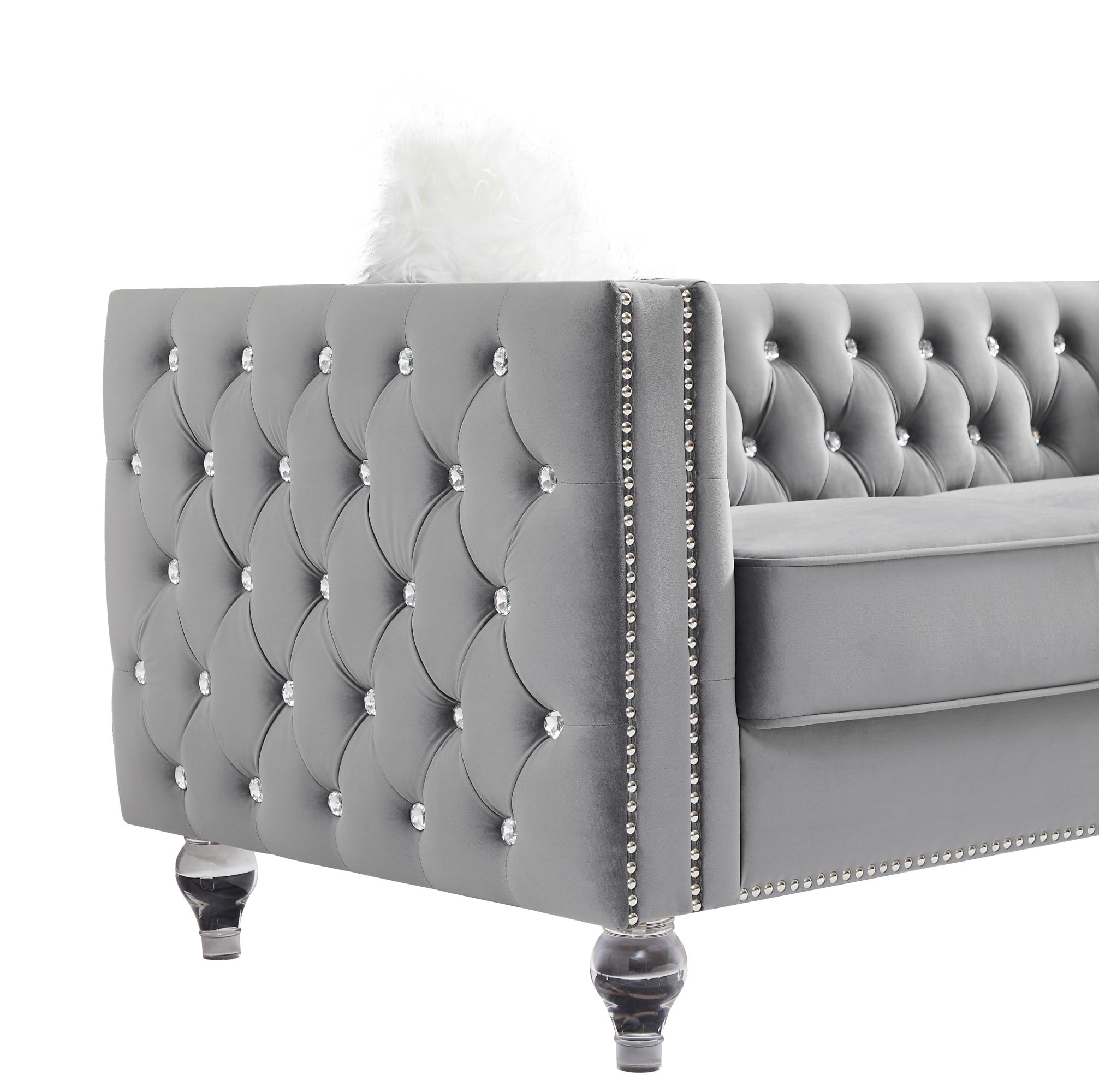 Gewnee 86.6 Modern Sofa Couch,Teddy Velvet 3 Seaters Comfy Couch with Deep Seat for Living Room,2 Pillows,Beige