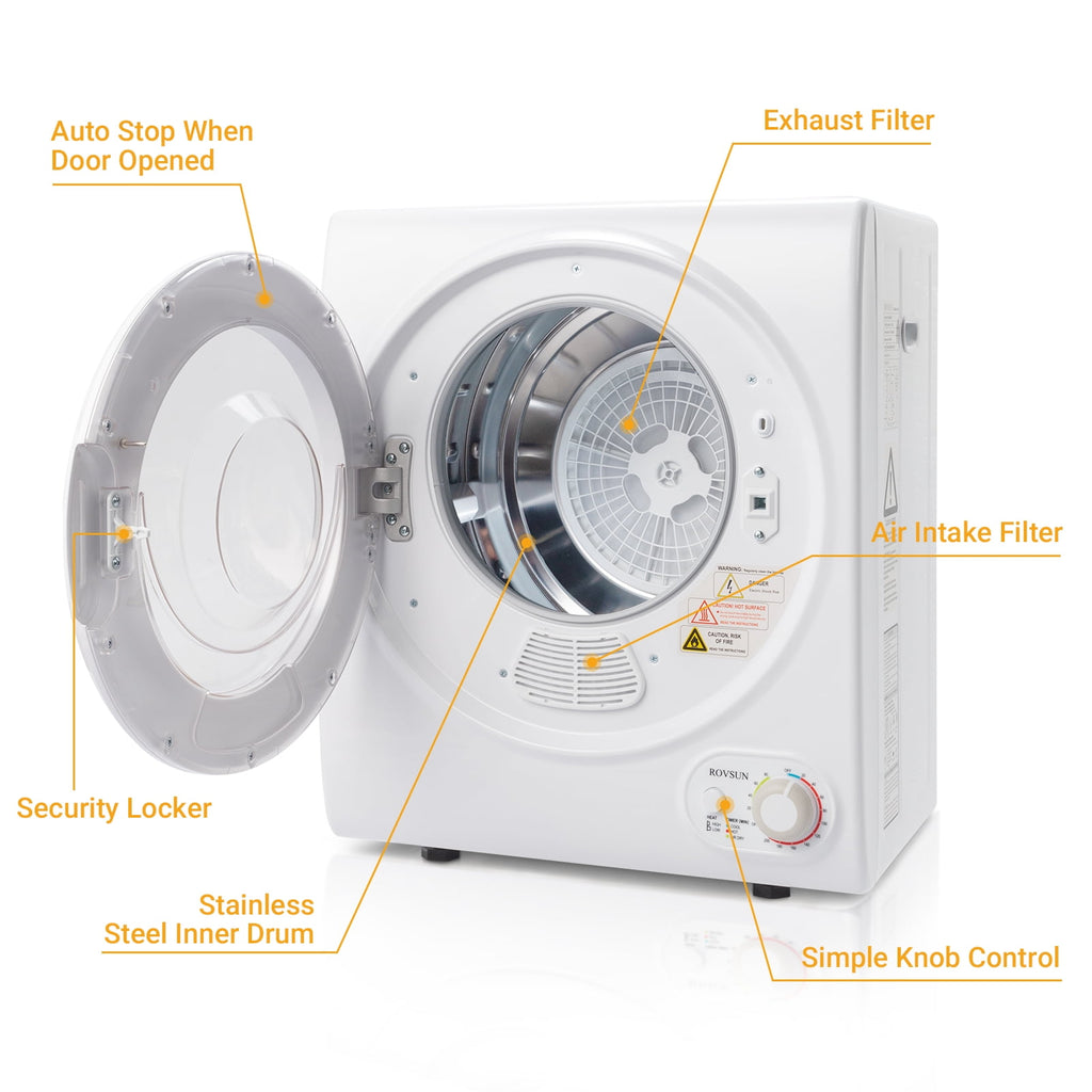 RovSun 110V White Stainless Steel Electric Tumble Dryer