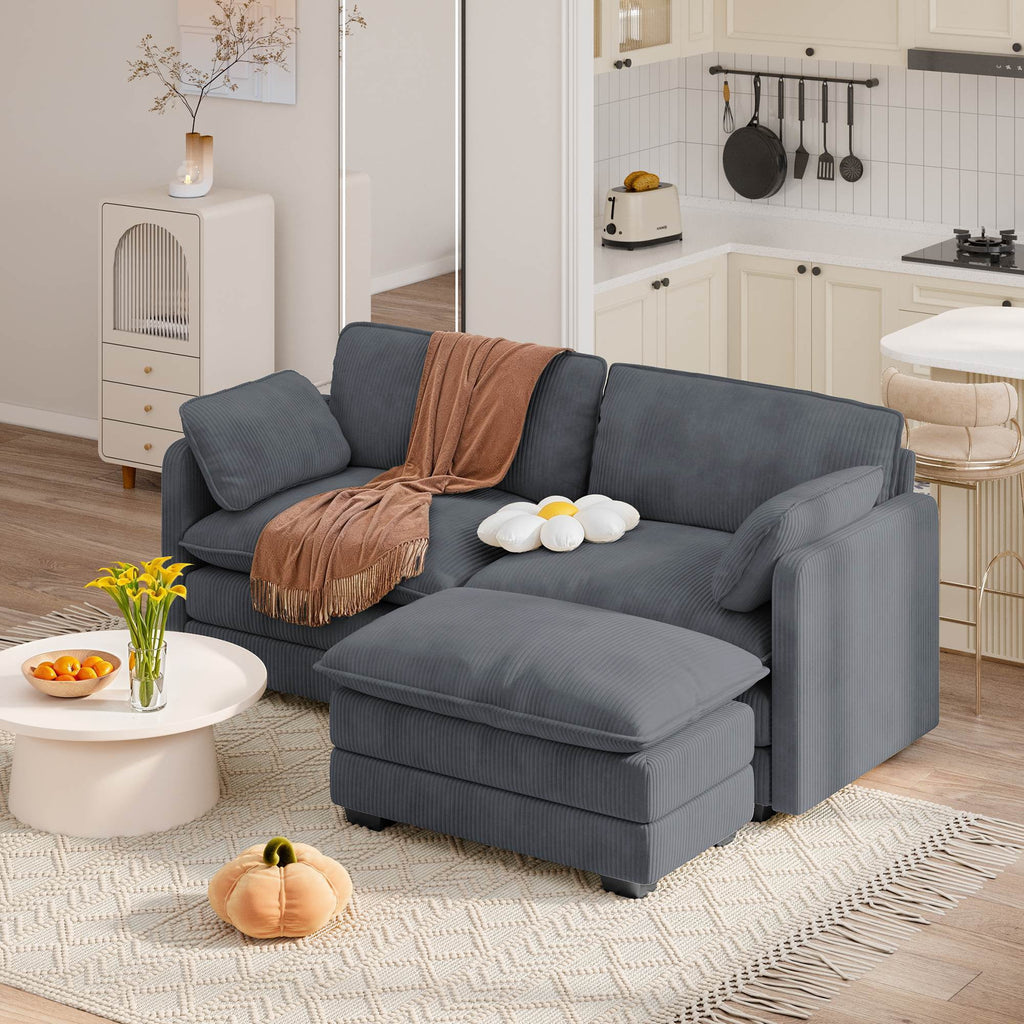 Asofer 31 Cloud Accent Sofa With Washable Cover, Single Corduroy Chair with Deep Seat Upholstered Cushion for Apartment,Dark gray