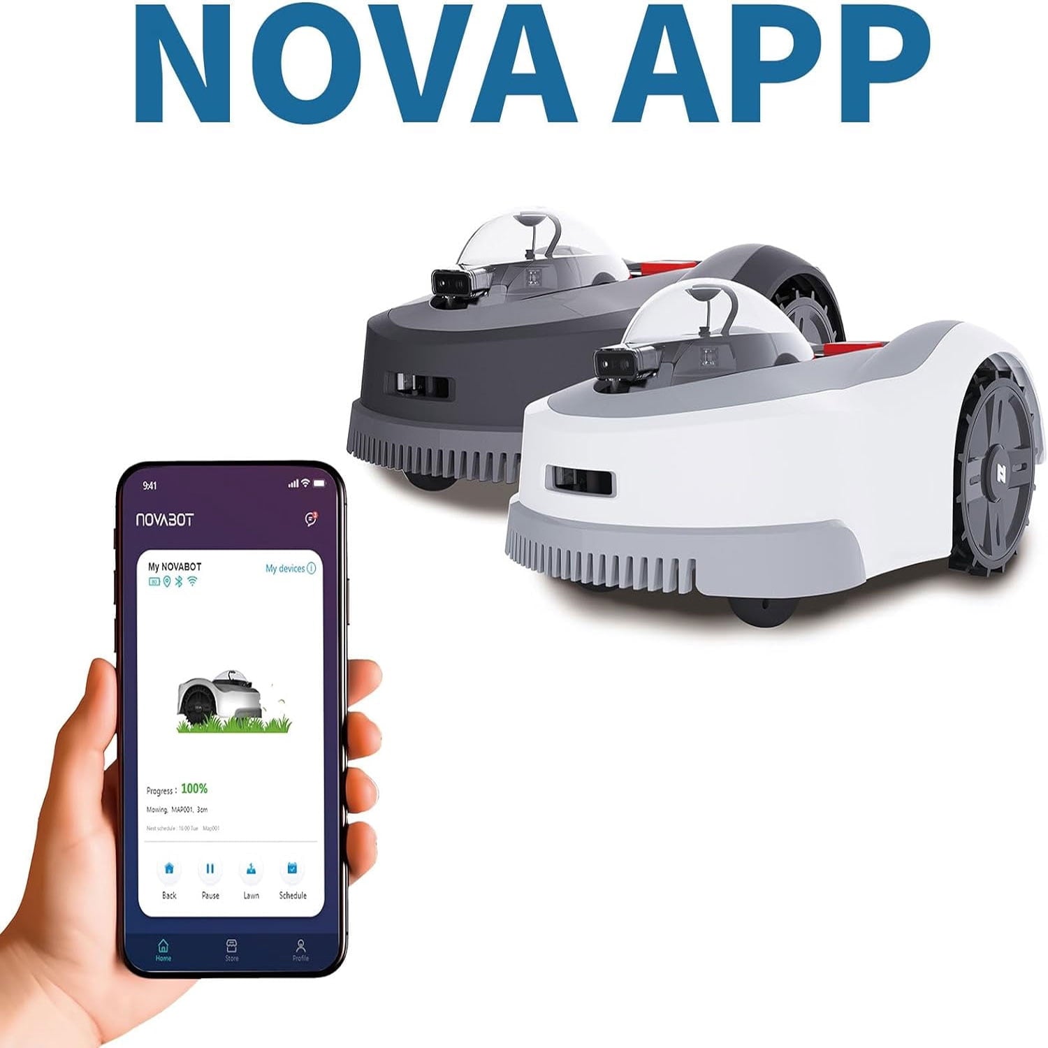 NOVABOT N2000 Robotic Lawn Mower For 1.50 Acres Lawn, Cut Height 0.8-3.5 Adjustable, APP Control With Virtual Boundaries, All-Wheel Drive, Multi-Zone Management