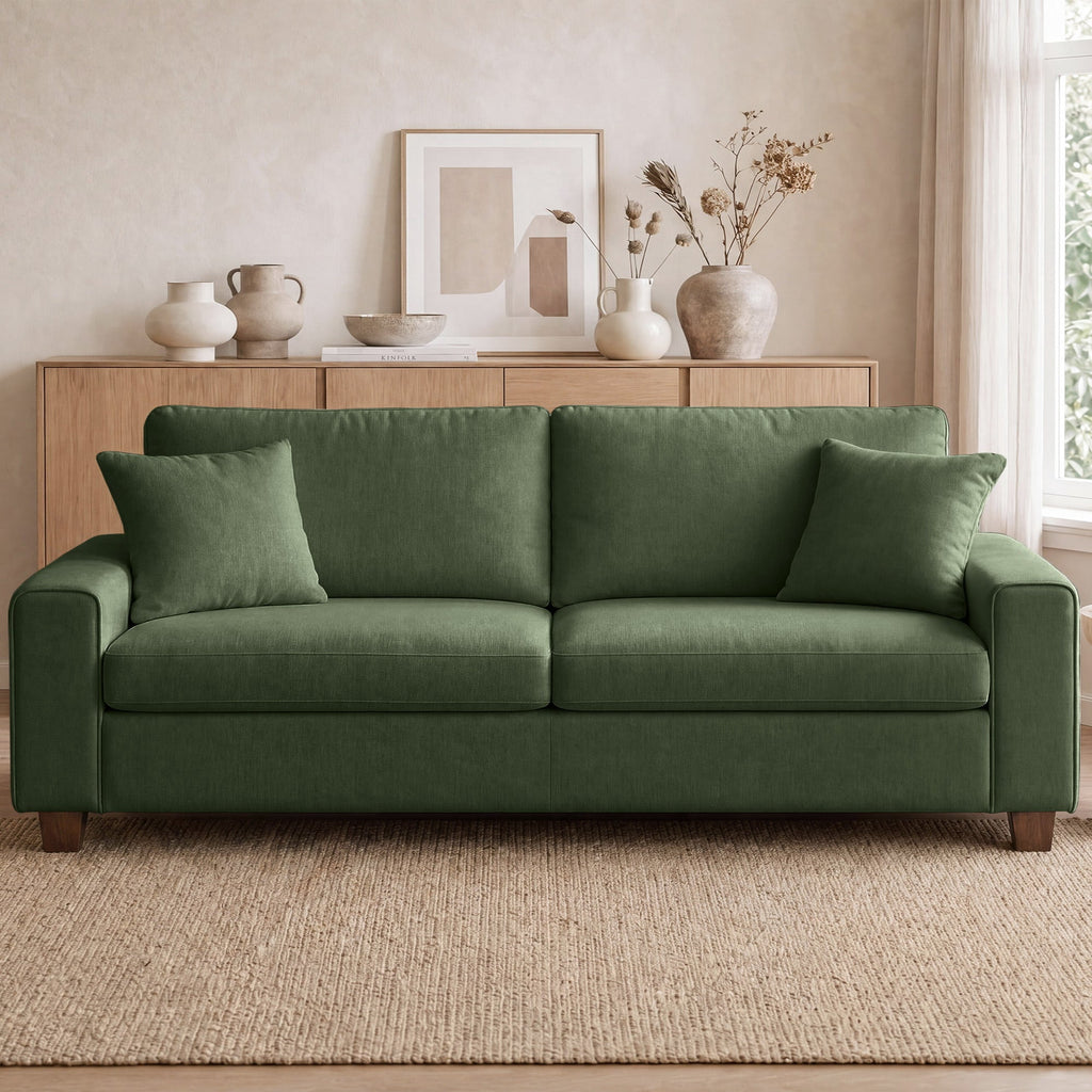Poshby 71.25''W Loveseat 2 Seater Couch Sofa with Chenille Material, Modern for Living Room, Beige