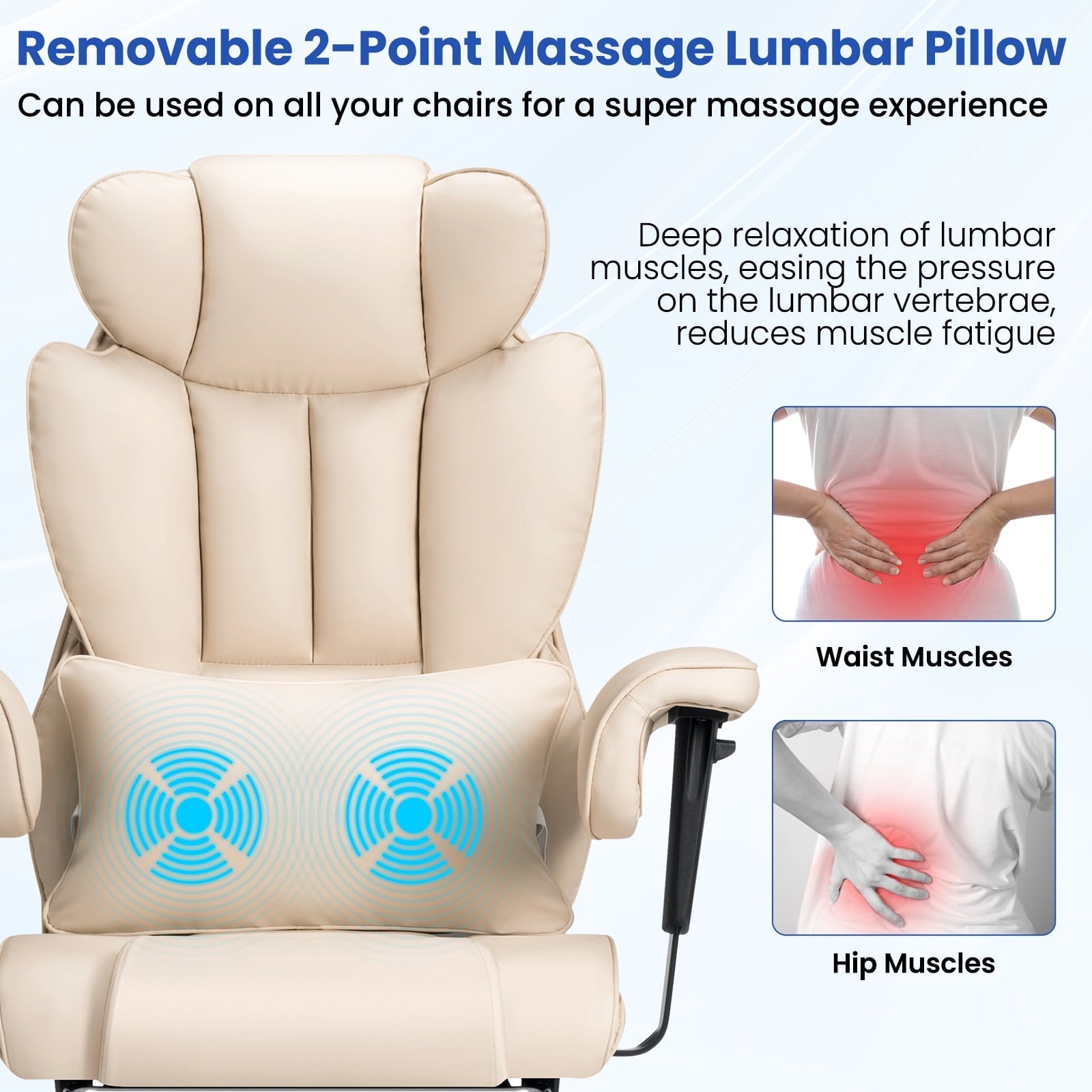 Hoffree Big and Tall Fabric Office Chair 450lbs, Executive Desk Chair with Massage Ergonomic  Computer Chair with Footrest Reclining Desk Office Chair with Lumbar Support for Home Office