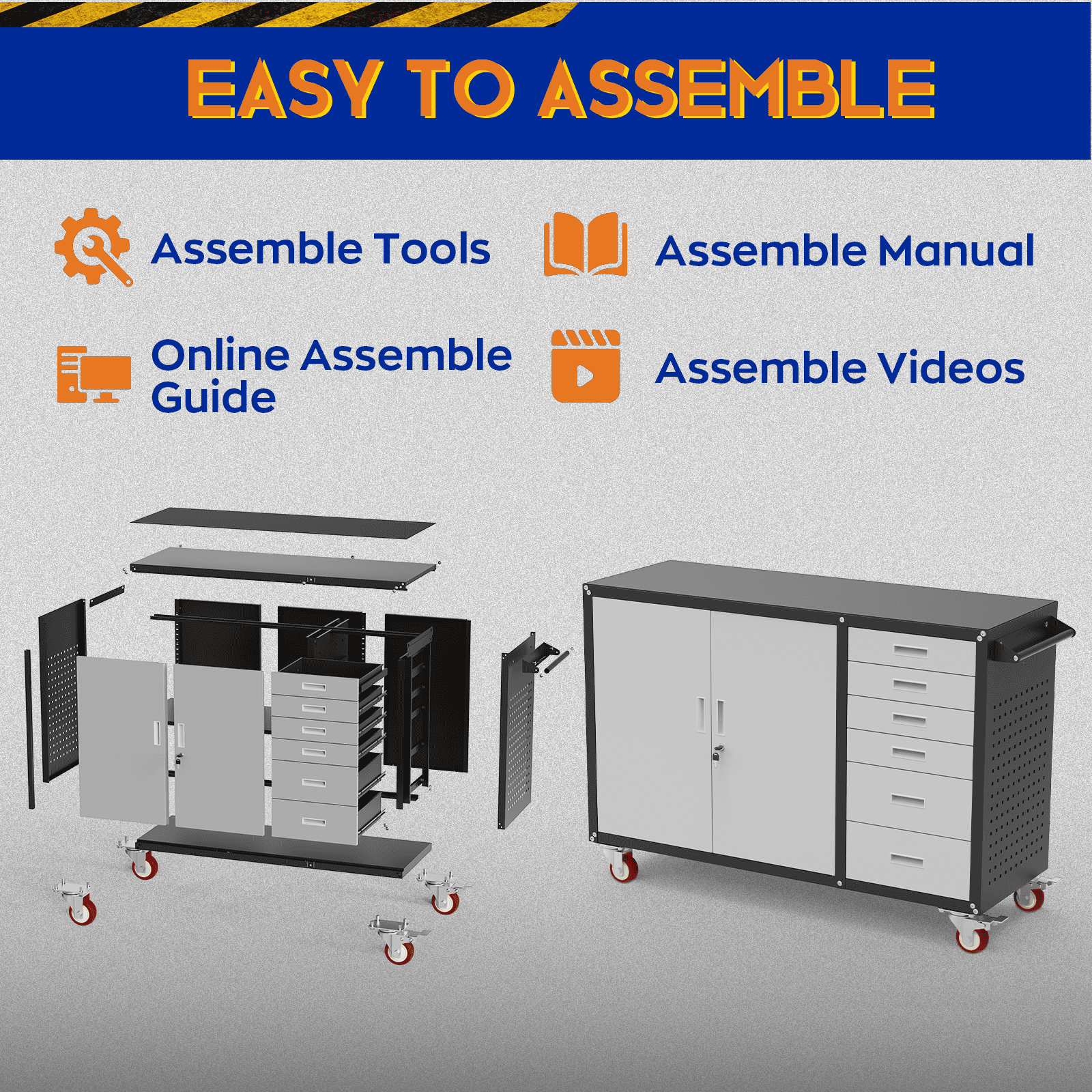 55 W Rolling Workbench with 6 Drawers and Storage Cabinet,1000 LB Capacity Heavy Duty Work Bench with Pegboard and Adjustable Shelf,Garage Workbench with Wheels for Repair Shop/Workshop