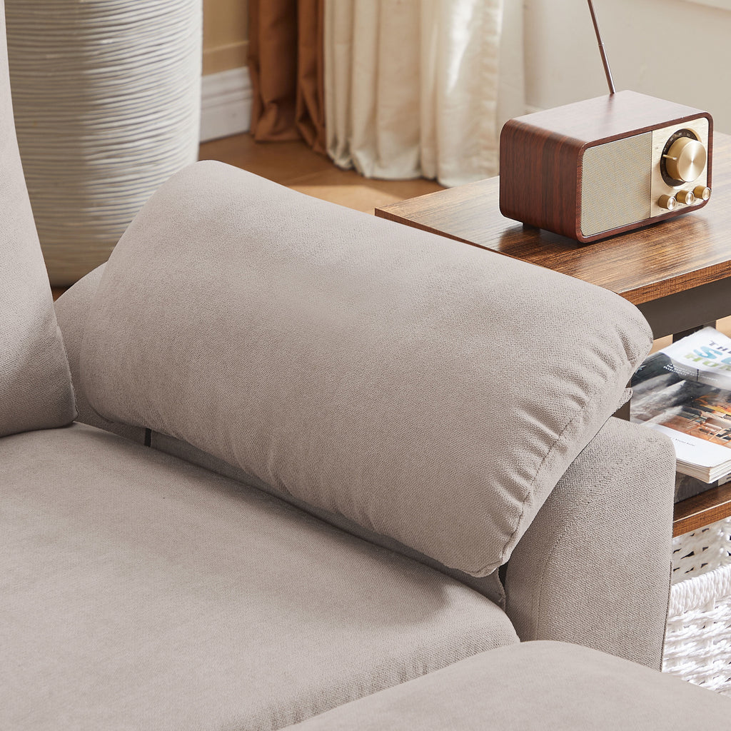 Jarenie 80 Convertible Sectional Sofa, Small L Shaped 3 Seat Couch with Reversible Storage Chaise, Modern Polyester Fabric Sofa Couches for Living Room, Apartment and Small Space, Beige