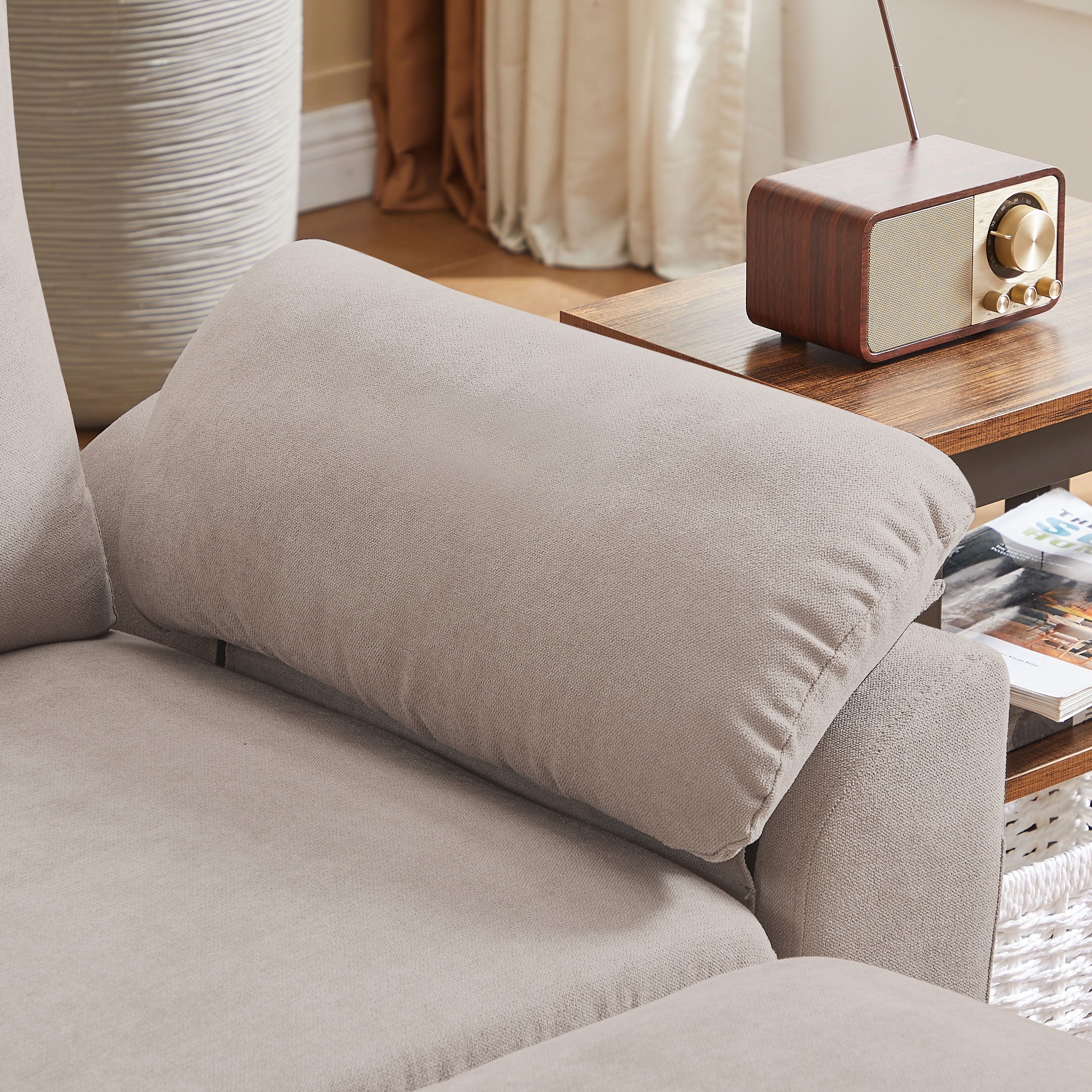 Jarenie 80 Convertible Sectional Sofa, Small L Shaped 3 Seat Couch with Reversible Storage Chaise, Modern Polyester Fabric Sofa Couches for Living Room, Apartment and Small Space, Beige