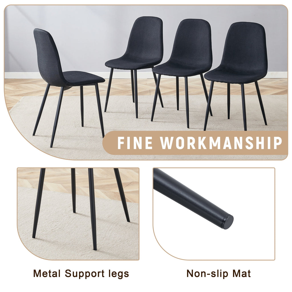 JUFU 55 Dining Table Set for 4, Modern Table and Chairs Set of 4, 5 Piece Dining Table Set Include Wooden Kitchen Table and 4 Faux Leather Chairs Ideal for Kitchen Dining Room Easy to Assemble