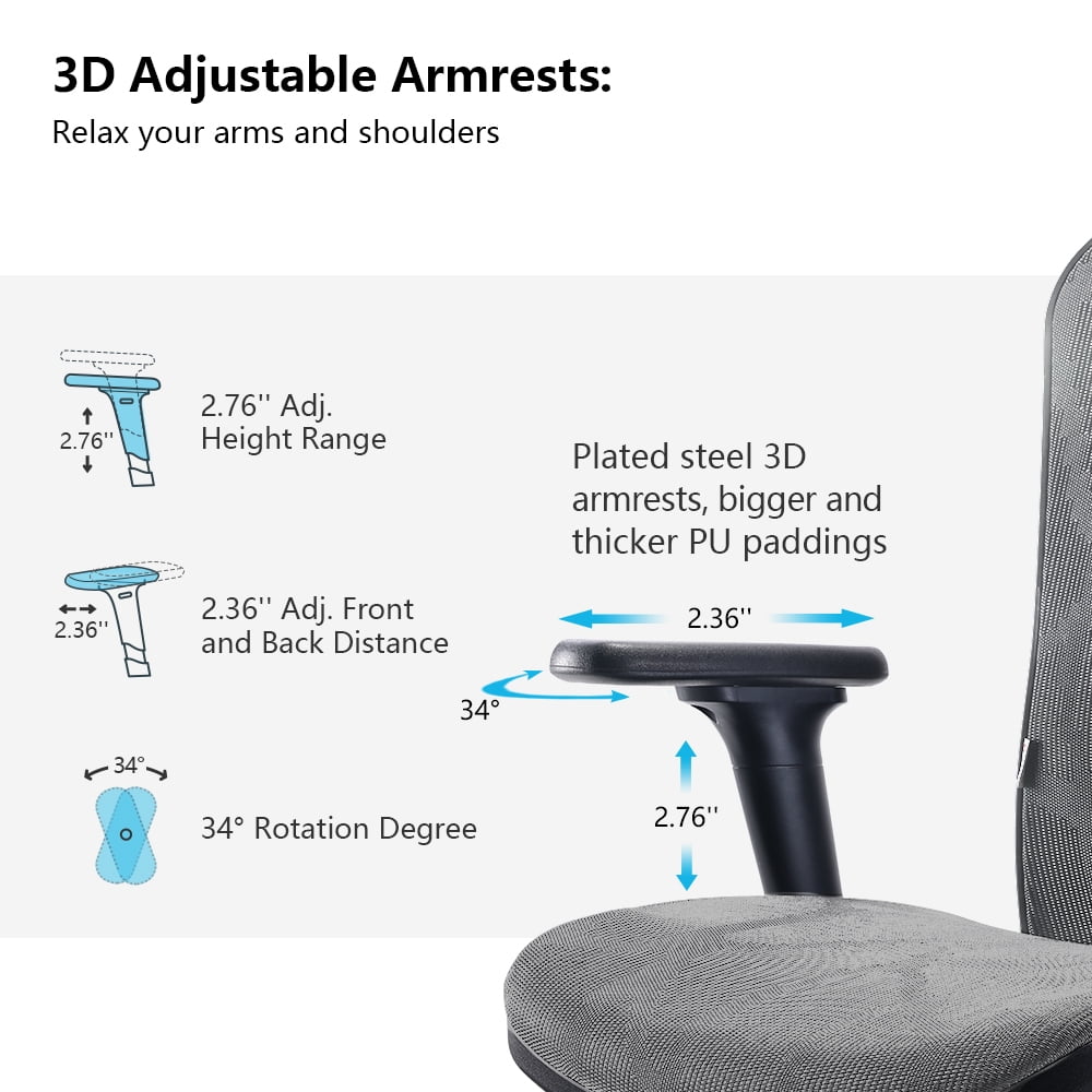 Sihoo M57 Ergonomic Office Chair, Adjustable Swivel Mesh High Back Desk Chair with Headrest, Lumbar Support, Black