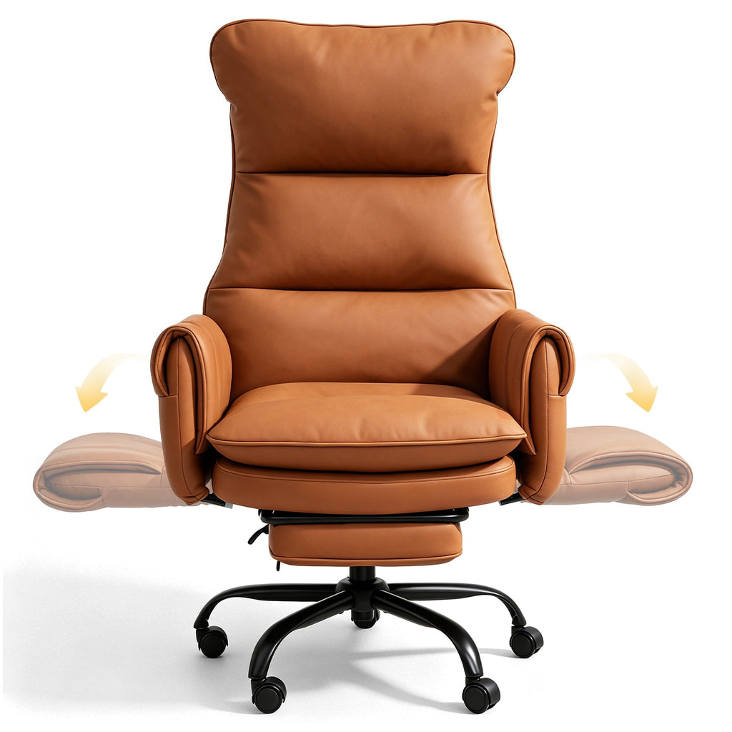 Patbrela Big and Tall Office Chair, PU Leather Swivel Desk Chair Ergonomic Computer Chairs with Adjustable Armrests, Black