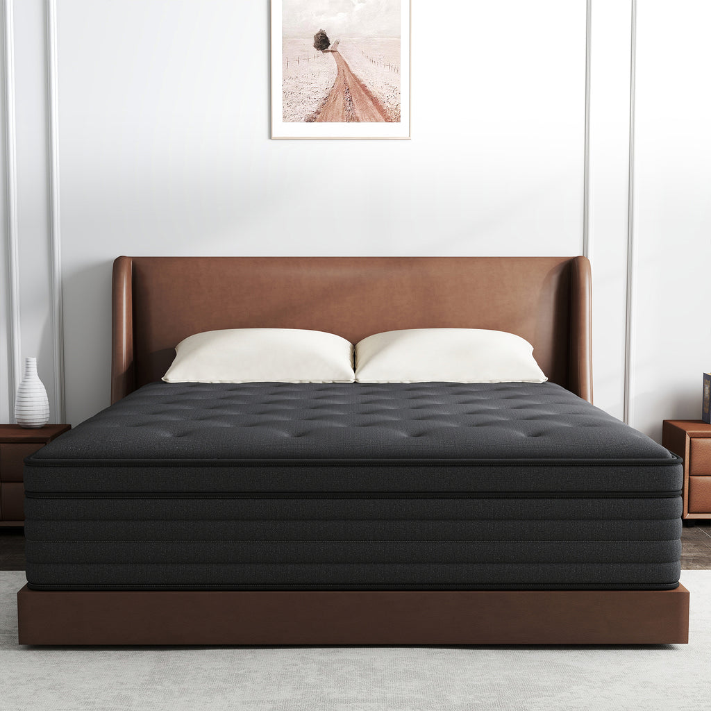 Kviwasha Queen Mattress 14 inch Hybrid Gel Memory Foam & Pocket Innerspring, Pressure-Relief, Medium Firm Mattress