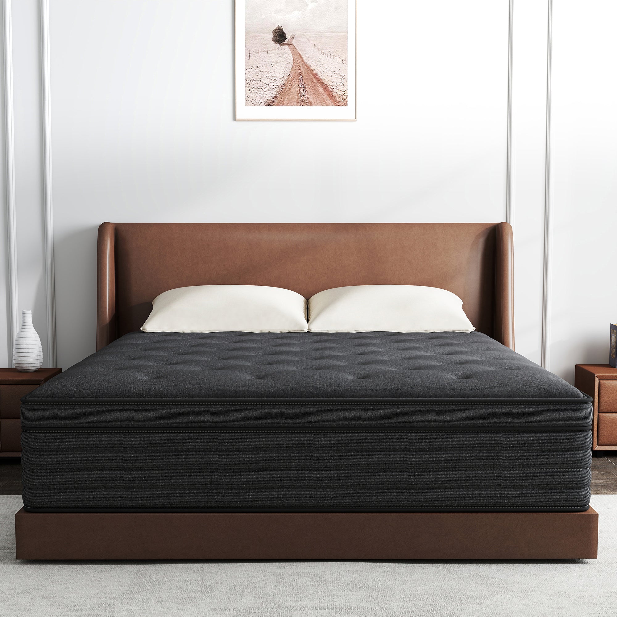 Kviwasha Queen Mattress 14 inch Hybrid Gel Memory Foam & Pocket Innerspring, Pressure-Relief, Medium Firm Mattress