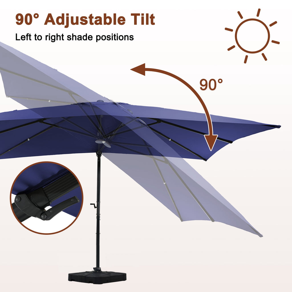 Mondawe 10x10ft Patio Umbrella Outdoor Square Large Cantilever Windproof Offset and Heavy Duty Sun Umbrella for Garden Deck Pool, Red