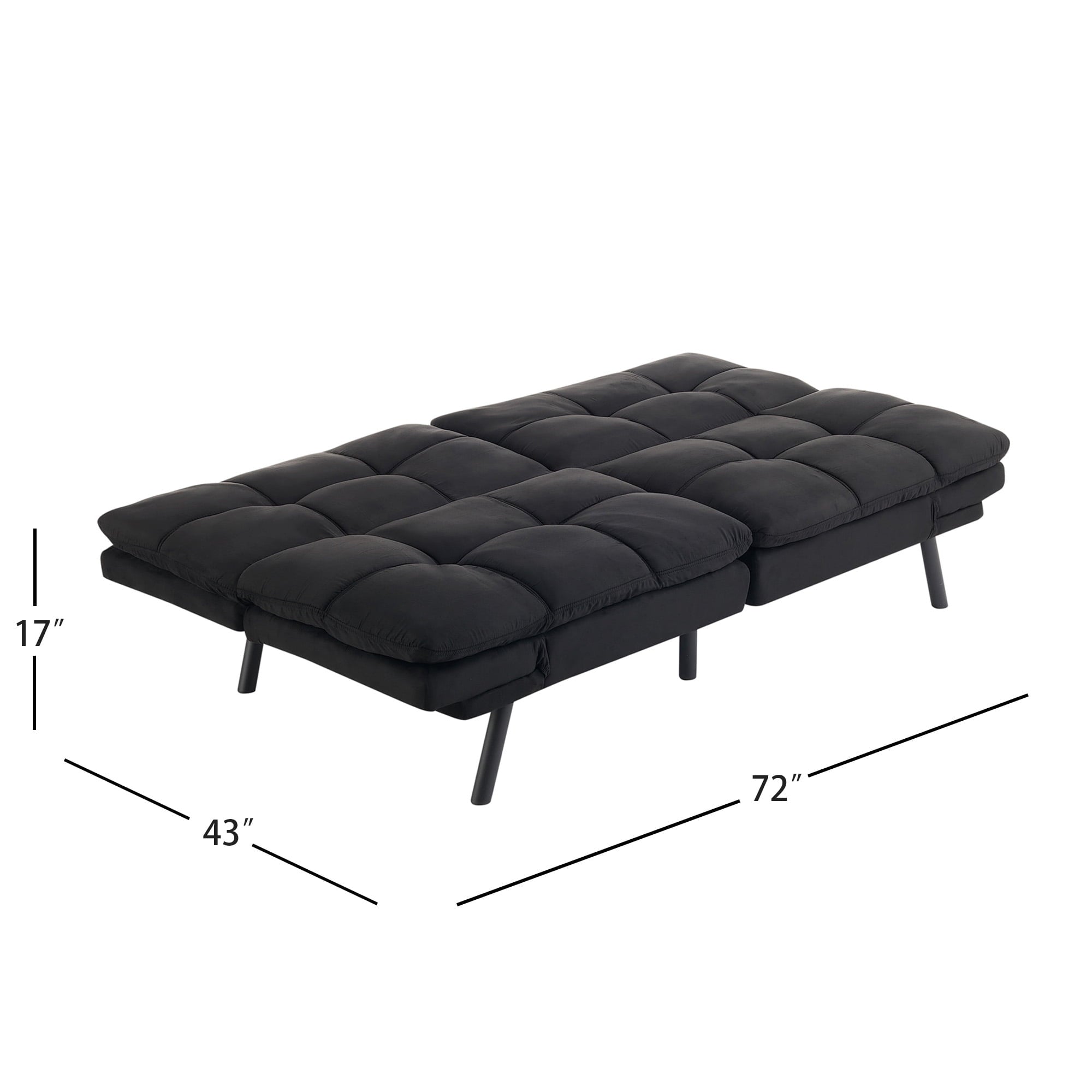 Mainstays 72 Memory Foam Futon Sofa Bed,Black