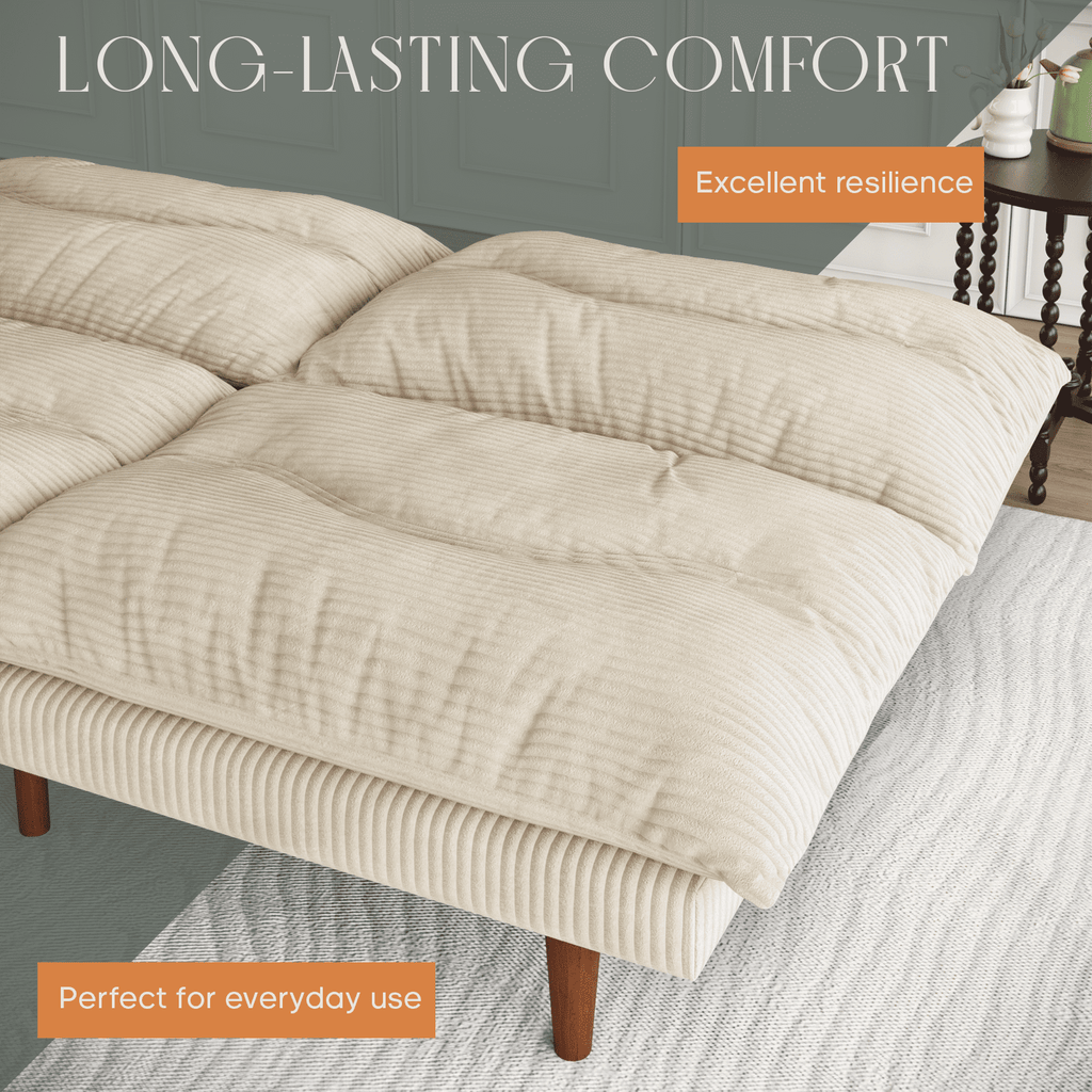 LLappuil 71 Corduroy Futon Convertible Sofa Bed, Loveseat Sleeper Sofa Couch for Living Room Apartment Green