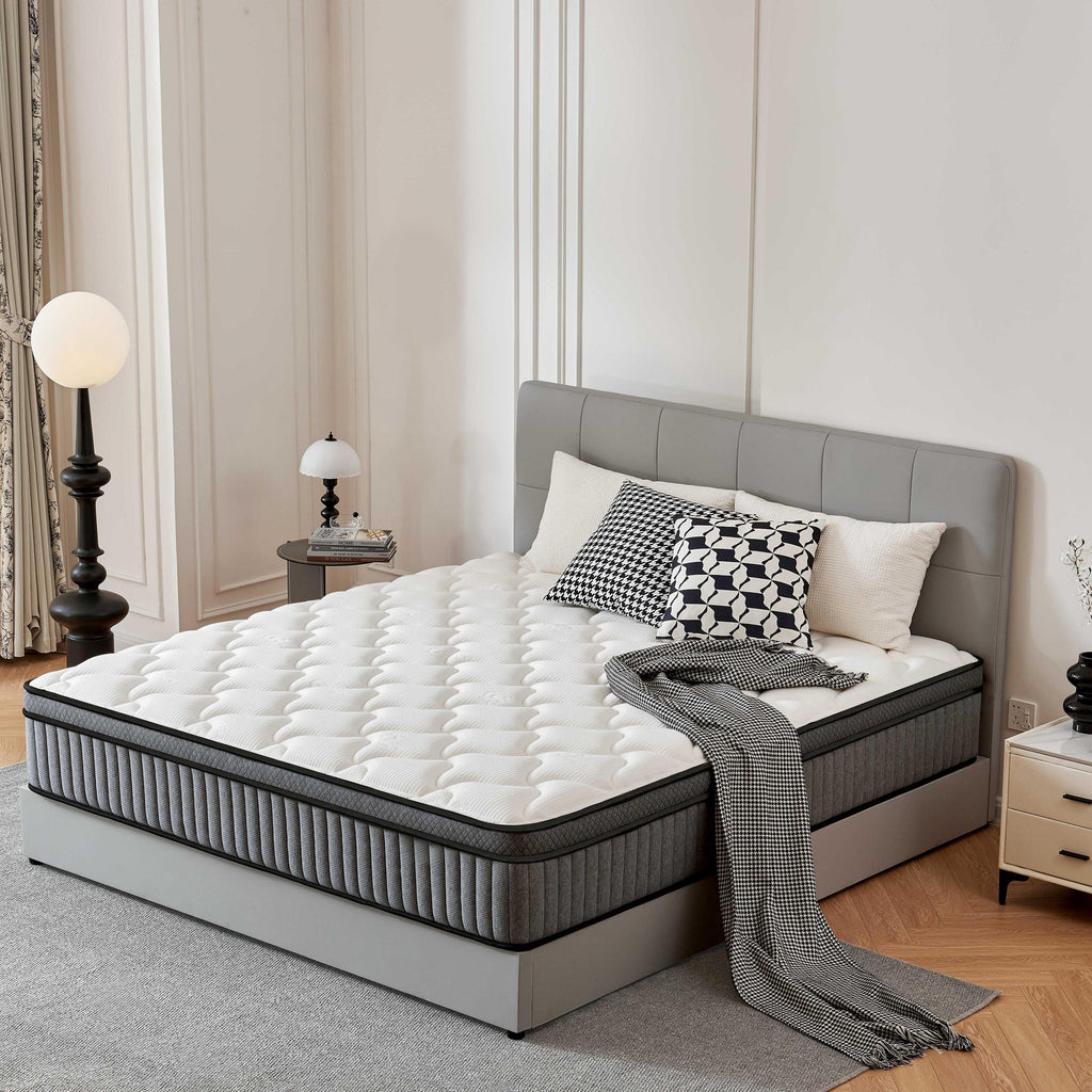 Giovanly 12 inch Queen Hybrid Mattress in a Box, Memory Foam and Individually Wrapped Pocket Coils, Medium Firm, Motion Isolation & Edge Support, Breathable Cooling, CertiPUR-US & OEKO-TEX Certified