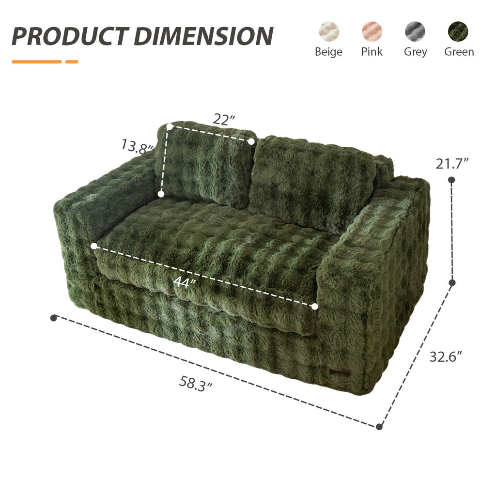 GOODONE Bean Bag Chair Sofa,Giant Loveseat Bubbled Boneless Couch,Modern Soft Comfy Plush Lazy Sofa for Living Room and Apartments,No Assembly Required,Beige