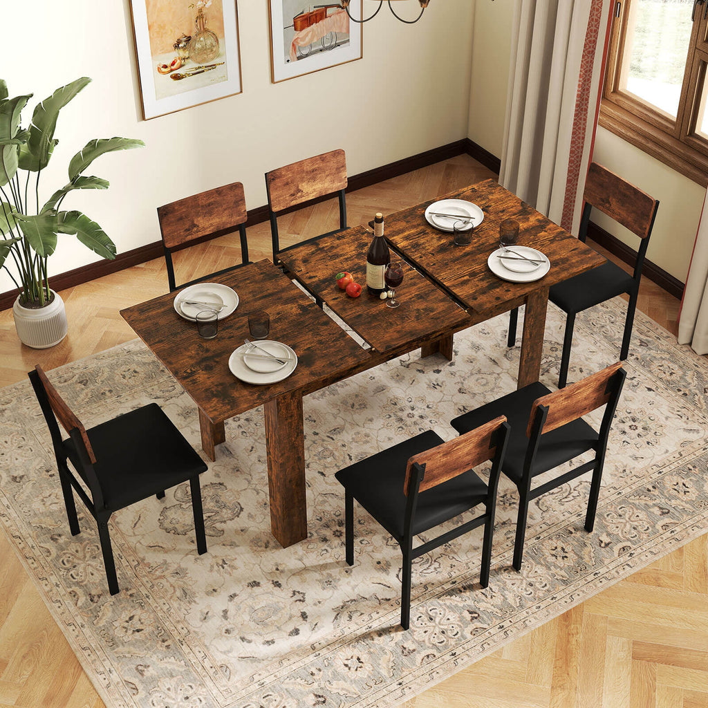 Costway 47”-62” Extendable Dining Table for 4-8 People for Dining Room Home Office Brown