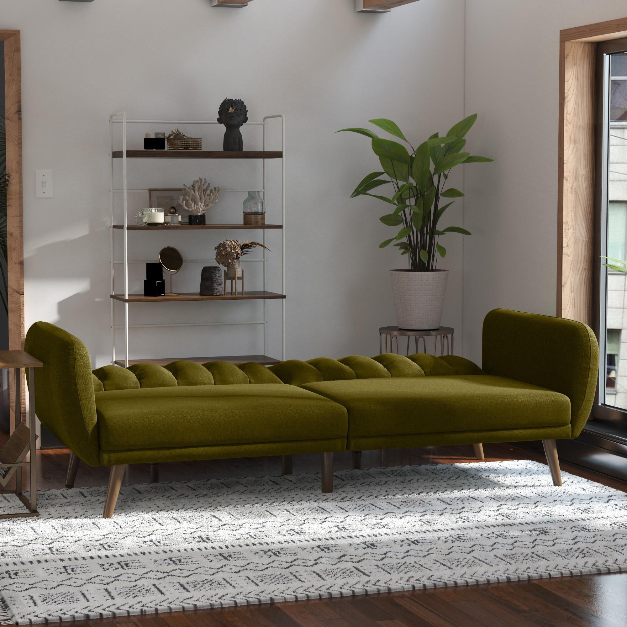Novogratz Brittany Futon, Blue Linen