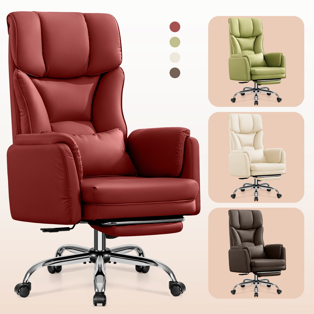 Primy Cross Legged Office Chair with Footrest & Convertible Armrests, 500LBS Capacity Home Desk Chair, Ergonomic Recliner with Lumbar Pillow, Criss Cross Design, Big and Tall Executive Chair