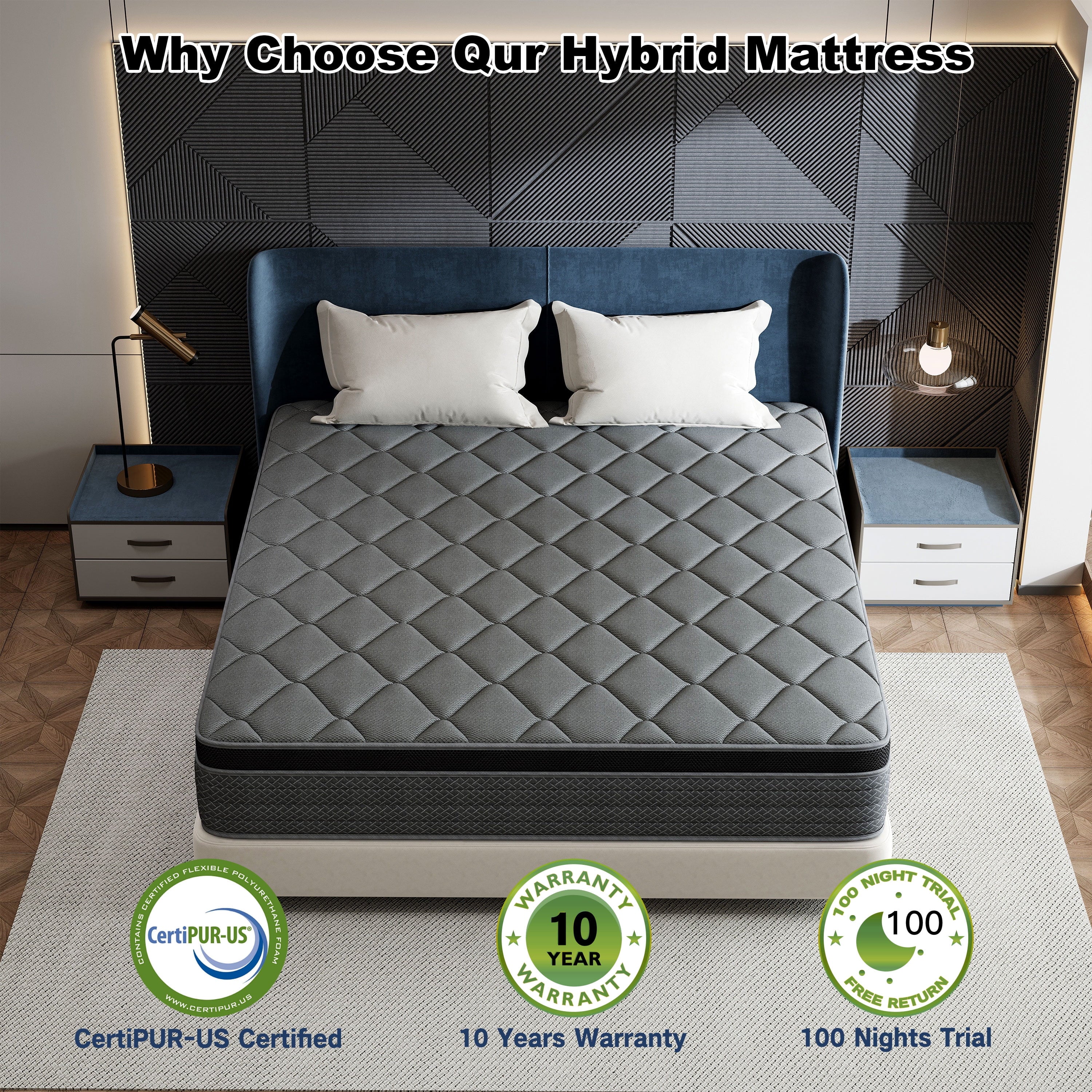 Mocangtu 14 Full Hybrid Mattress in a Box, Gel Memory Foam with Individually Wrapped Pocket Coils, Medium Firm, Pressure Relief, Cooling Sleep Support