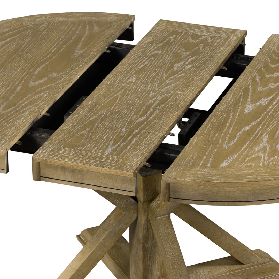 JAMPOOCA Retro Style MDF Extendable 5 Pieces Dining Table Set, Natural Wood