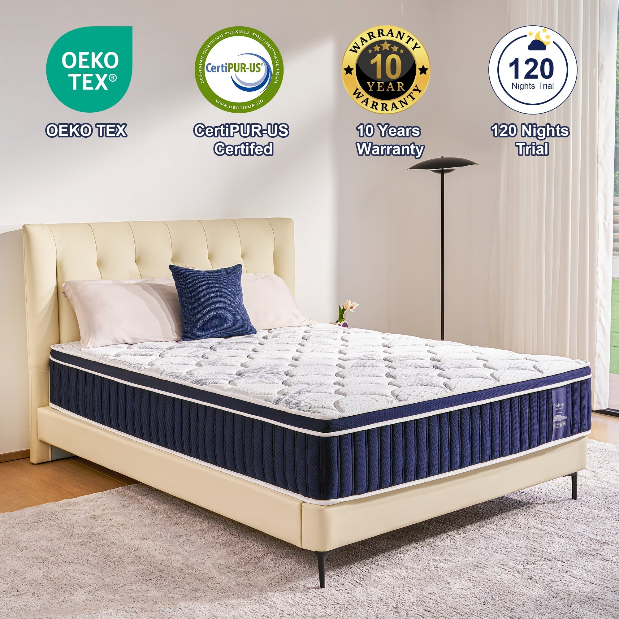 FOLVUTY Queen Mattress 14 inch Hybrid Mattress Cooling Gel Memory Foam Mattress with Chill-Touch Fabric Top in a Box,Pressure Relief,CertiPUR-US