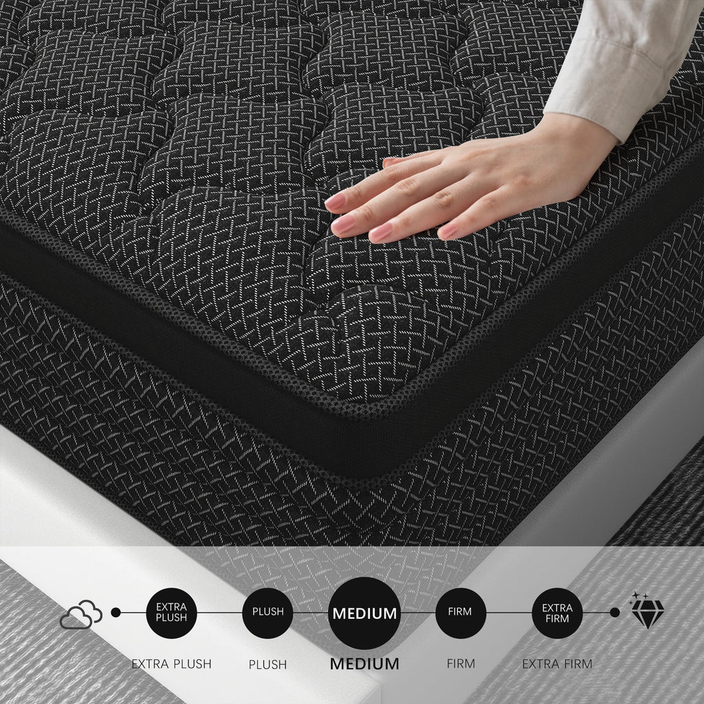 Kviwasha 12 inch Queen Mattress in a Box Pocket Innerspring Hybrid Mattress, CertiPUR-US Certified , Queen
