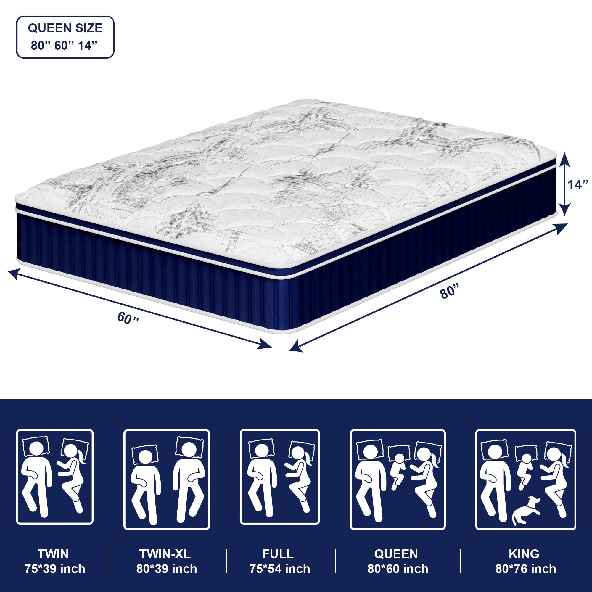 FOLVUTY Queen Mattress 14 inch Hybrid Mattress Cooling Gel Memory Foam Mattress with Chill-Touch Fabric Top in a Box,Pressure Relief,CertiPUR-US