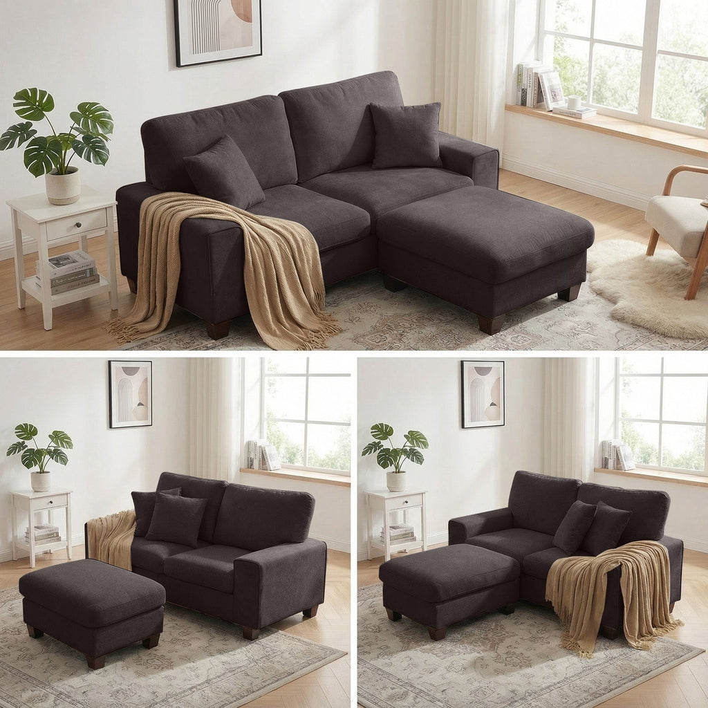 Poshby 71.25''W Loveseat 2 Seater Couch Sofa with Chenille Material, Modern for Living Room, Beige