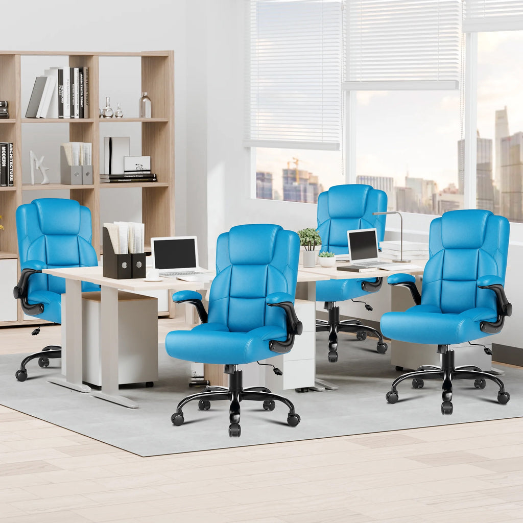 JONPONY Leather Office Chair, Big and Tall Office Chair 400LBS Wide Seat Ergonomic Computer Desk Chair High Back Executive Leather Chair Adjustable Task Chair Lumbar Back with 1-Year Warranty, Black