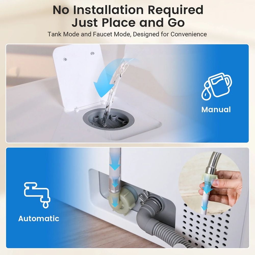 BLITZHOME Smart Wifi Countertop Dishwasher, 9 Programs,5.2L Built-in Water Tank ,3-Spray Arms & 24H Timing,No Installation Needed