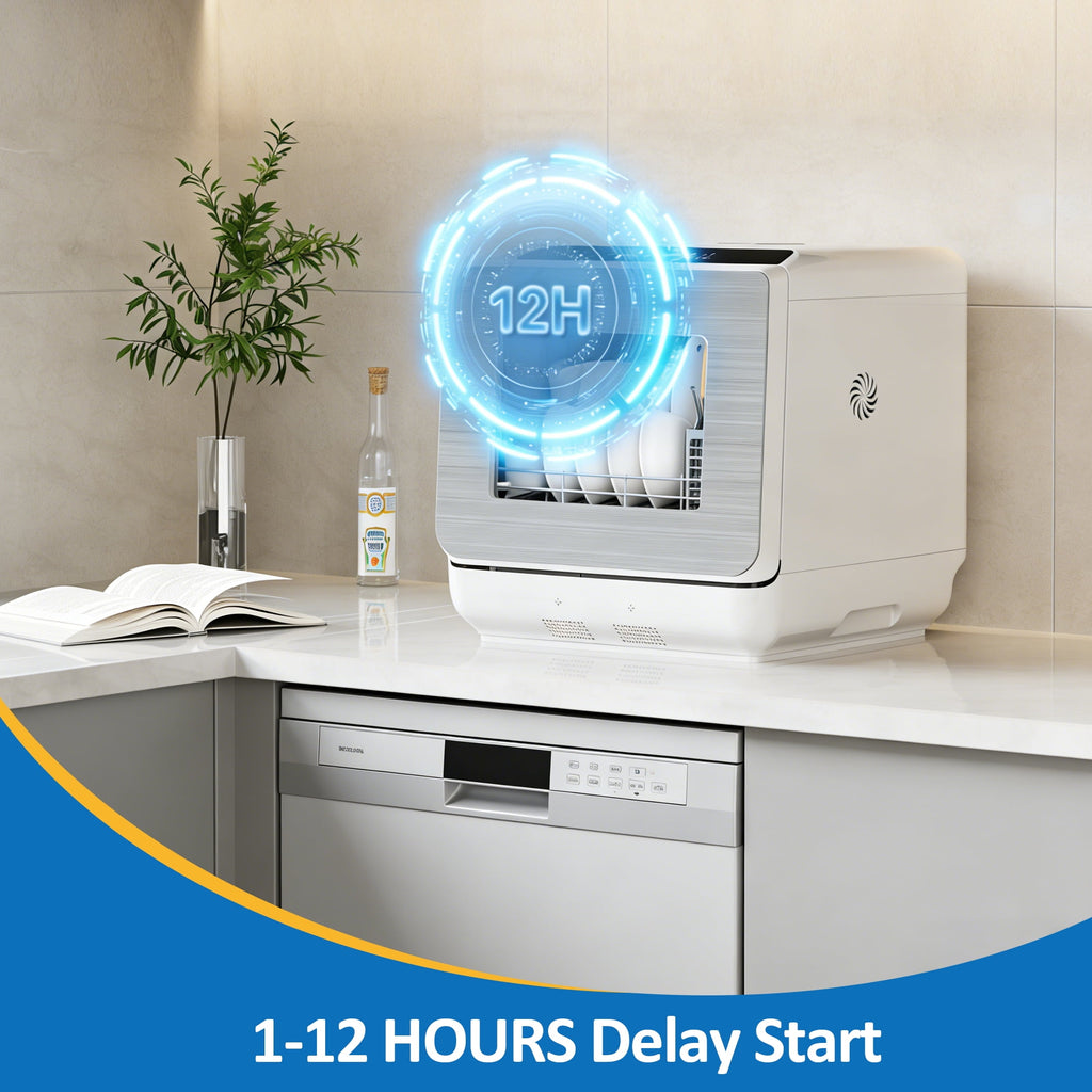 Sunvivi Portable Countertop Dishwasher 18, 152oz Built-in Water Tank, 6 Wash Programs, Energy Star, Delay Start for Apartments & RV