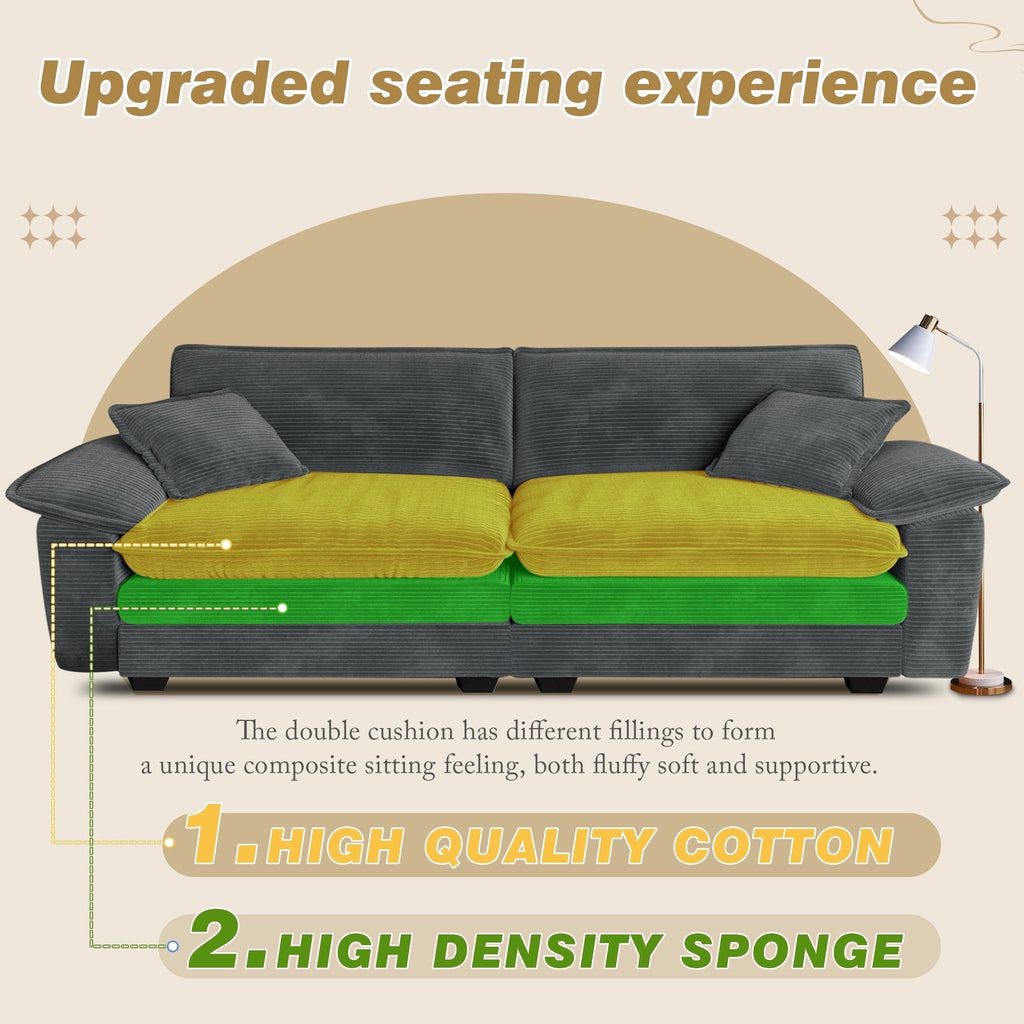 Muumblus 80.5 Corduroy Loveseat Sofa, Oversized Upholstered 2-Seater Fluffy Cloud Sleeper Couch for Living Room/Apt, Pink