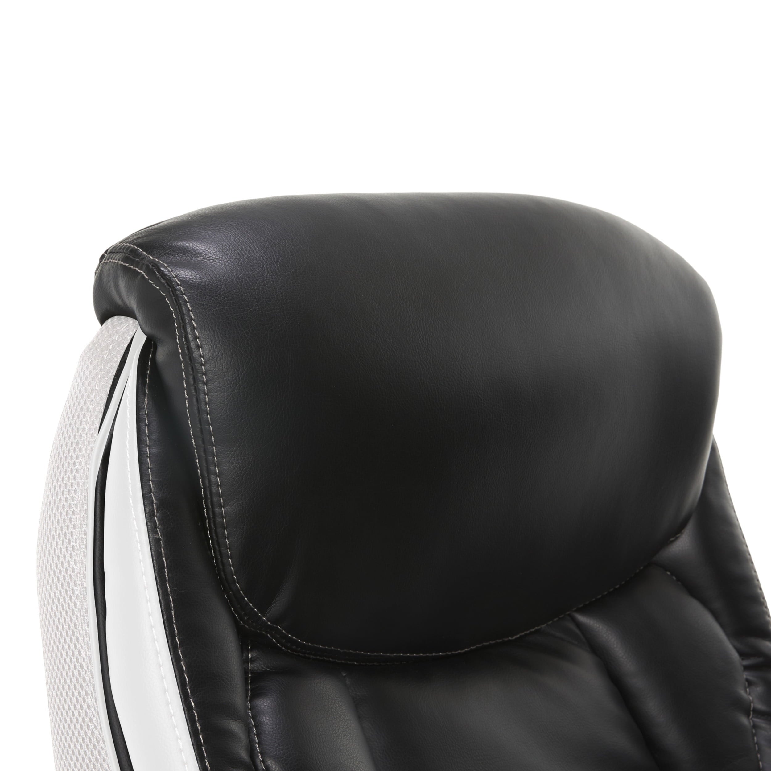 Serta Lautner Executive Home Office Desk Chair, Ergonomic High-Back with Adjustable Lumbar and Body Pillows, SmartLayers and ComfortCoils Technology, Mesh and Bonded Leather, Black and Gray