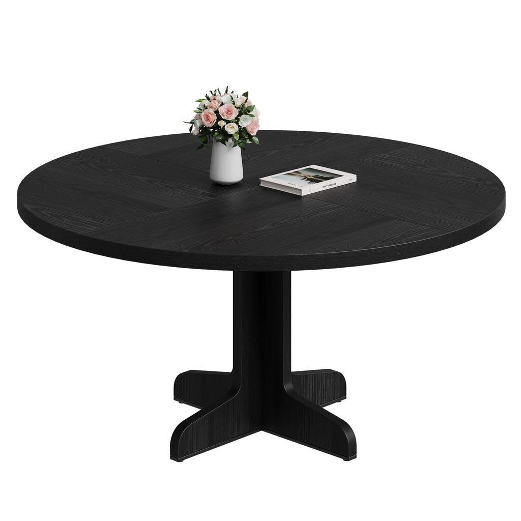 47 Inch Round Dining Table, Wood Kitchen Table, Dinning Room Tables for 4-6 People, Dinner Table with Wooden Tabletop and Legs for Dining Room Living Room (Only Table)