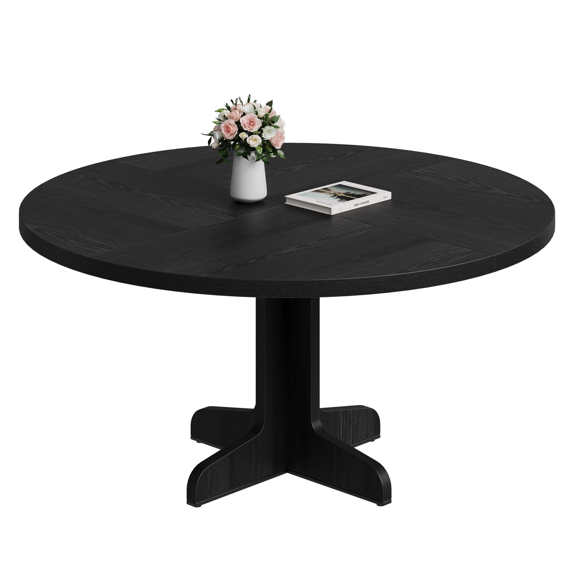 47 Inch Round Dining Table, Wood Kitchen Table, Dinning Room Tables for 4-6 People, Dinner Table with Wooden Tabletop and Legs for Dining Room Living Room (Only Table)