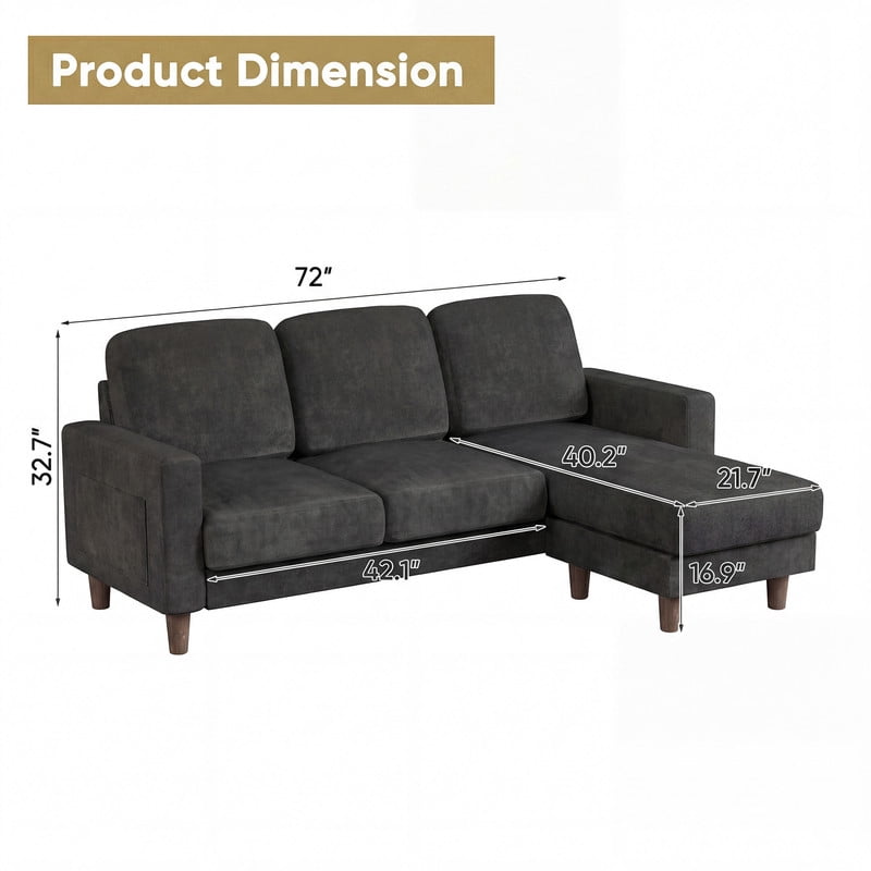 Homall Cloud Modular Sectional Sofa 3 Seat L-Shaped Cloud Oversized Sofa Couch for Living Room, Apartment and Small Space,Dark Gray