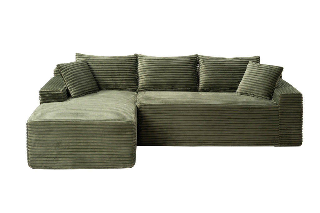 LLappuil 108 Sectional Sofa, Modular Sectional Couch with Left Chaise, Deep Seat Corduroy Cloud Sofa for Living Room Black