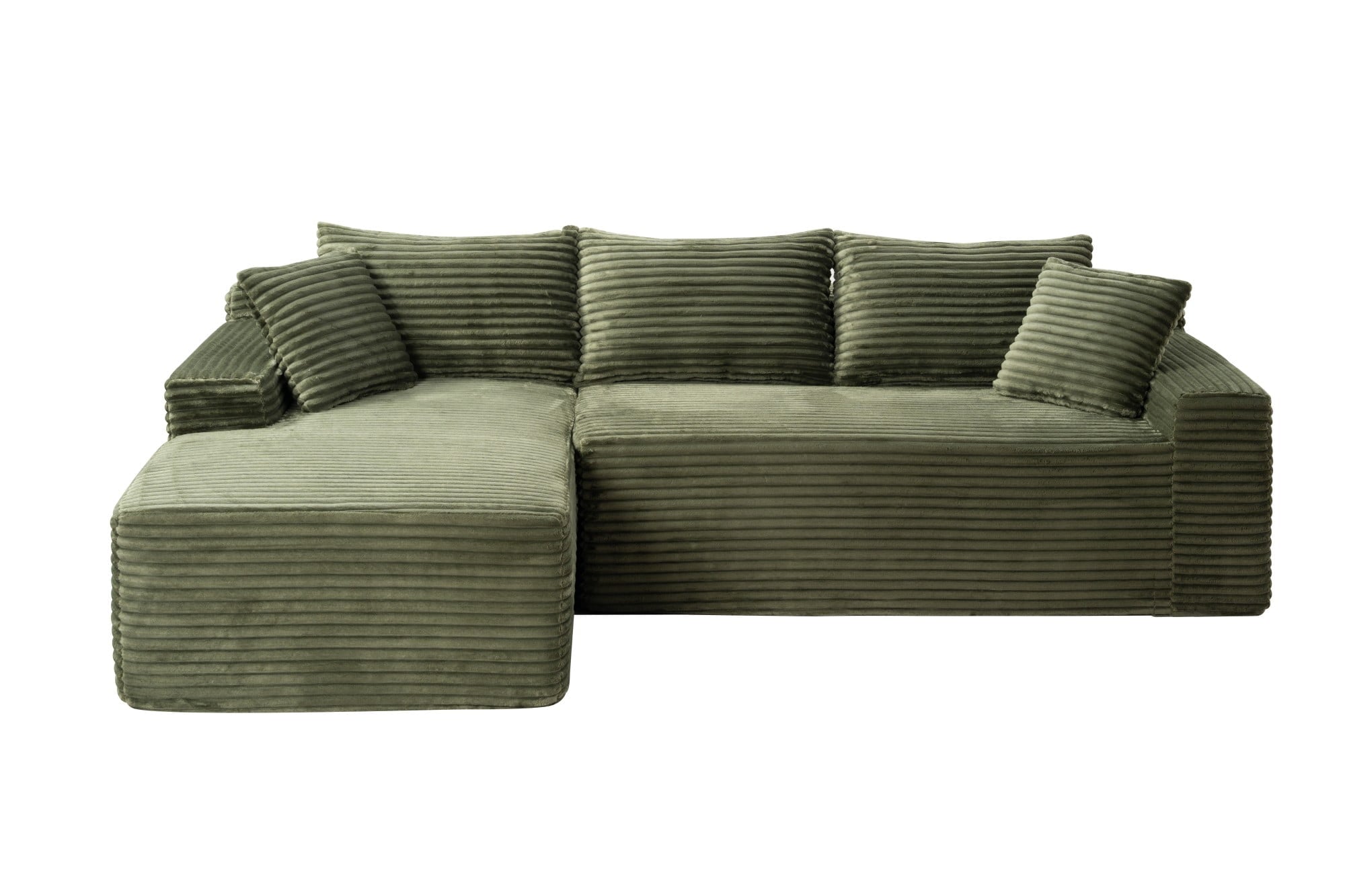LLappuil 108 Sectional Sofa, Modular Sectional Couch with Left Chaise, Deep Seat Corduroy Cloud Sofa for Living Room Black
