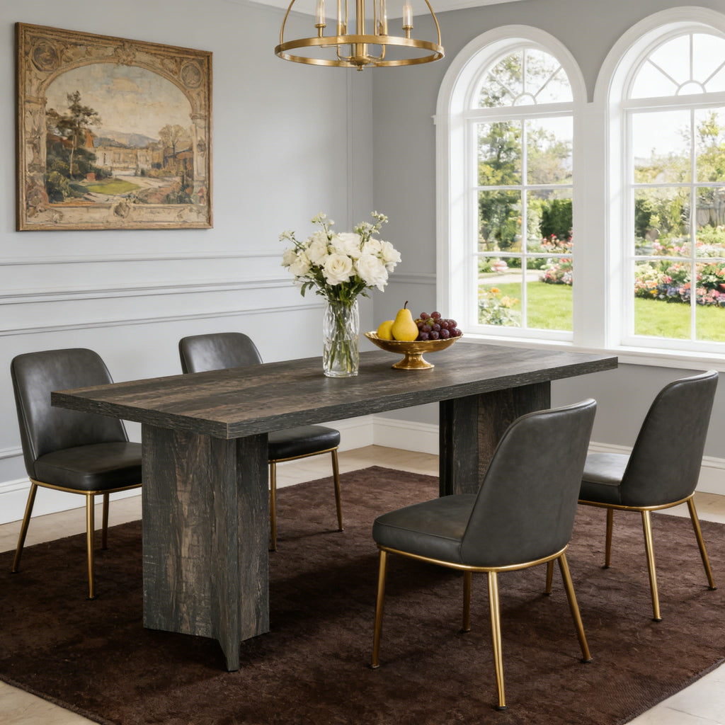 Fnova 63 Rectangular Modern Dining Table, Wooden Modern Kitchen Table for 6 People for Dining Room, Warm Brown (Chairs Not Included)