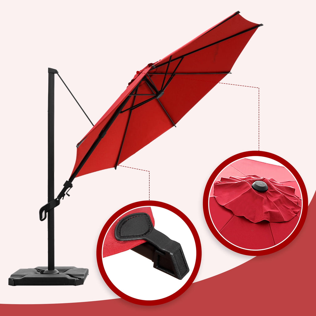 Abba Patio 11’ Vienna Offset Hanging Outdoor Cantilever Patio Umbrella, Beige