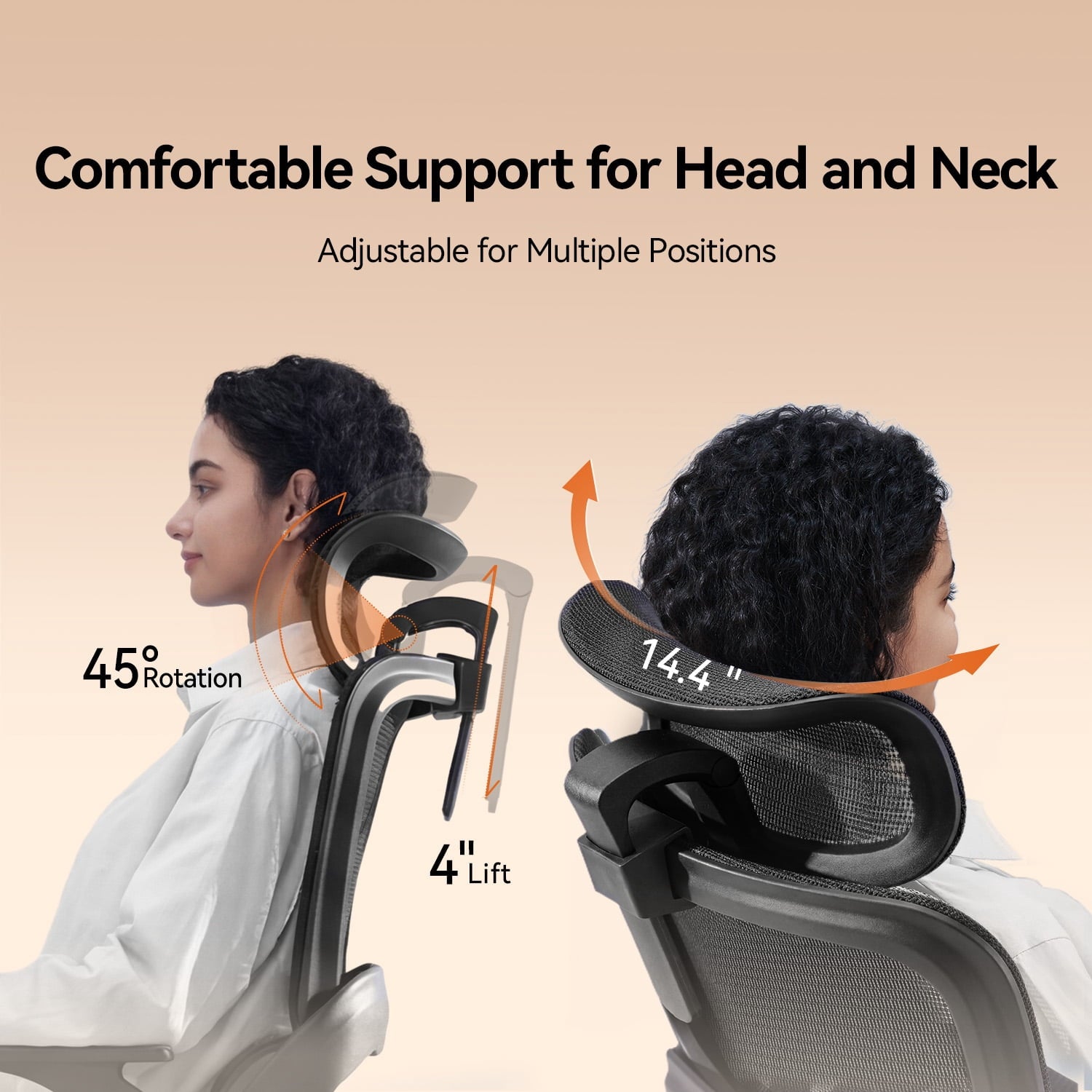 SIHOO B100 Ergonomic Office Chair, Task Chair with Zoned Back Support, 2D Wide Headrest Study Chair for Teenager, High Back Executive Chair for Home Office, White