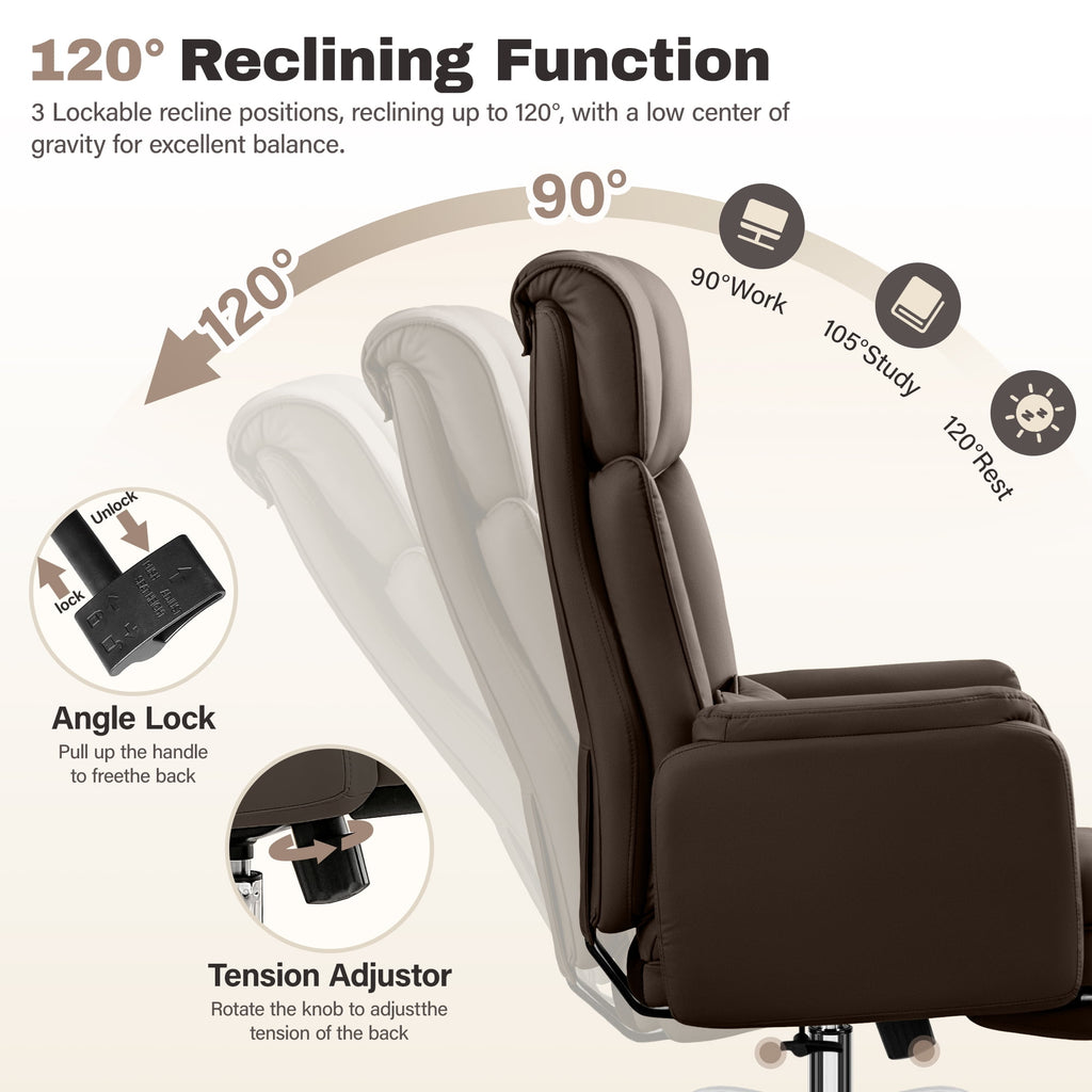 Primy Cross Legged Office Chair with Footrest & Convertible Armrests, 500LBS Capacity Home Desk Chair, Ergonomic Recliner with Lumbar Pillow, Criss Cross Design, Big and Tall Executive Chair