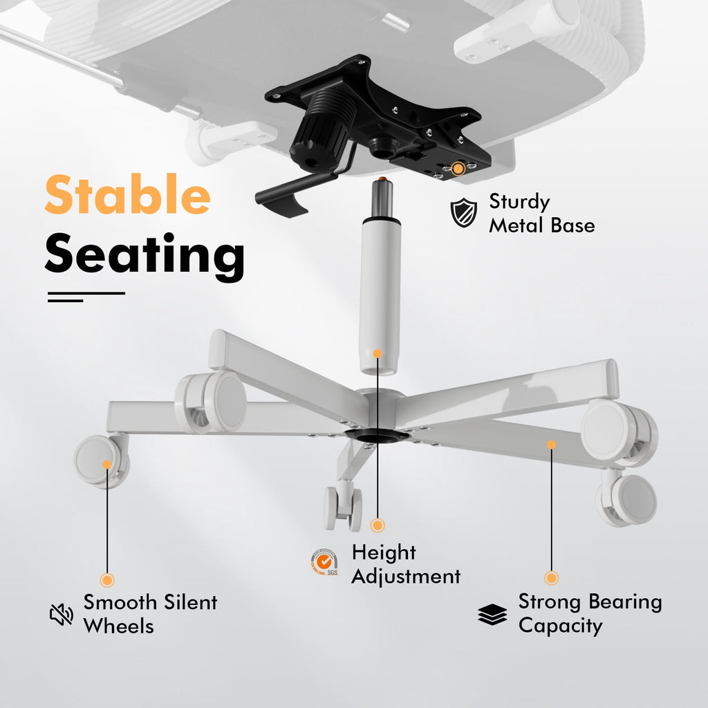 Ninecer Ergonomic Office Chair with Footrest, Big and Tall Computer Desk Chair for Adults, Adjustable Swivel Chair with Headrest Lumbar Support, White