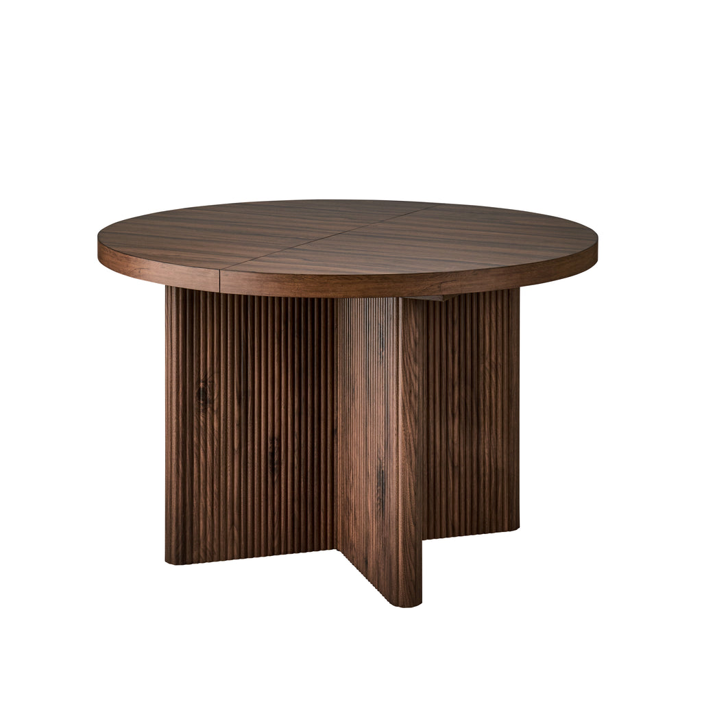 Better Homes & Gardens Lillian Fluted Round Expandable Dining Table, Walnut Finish