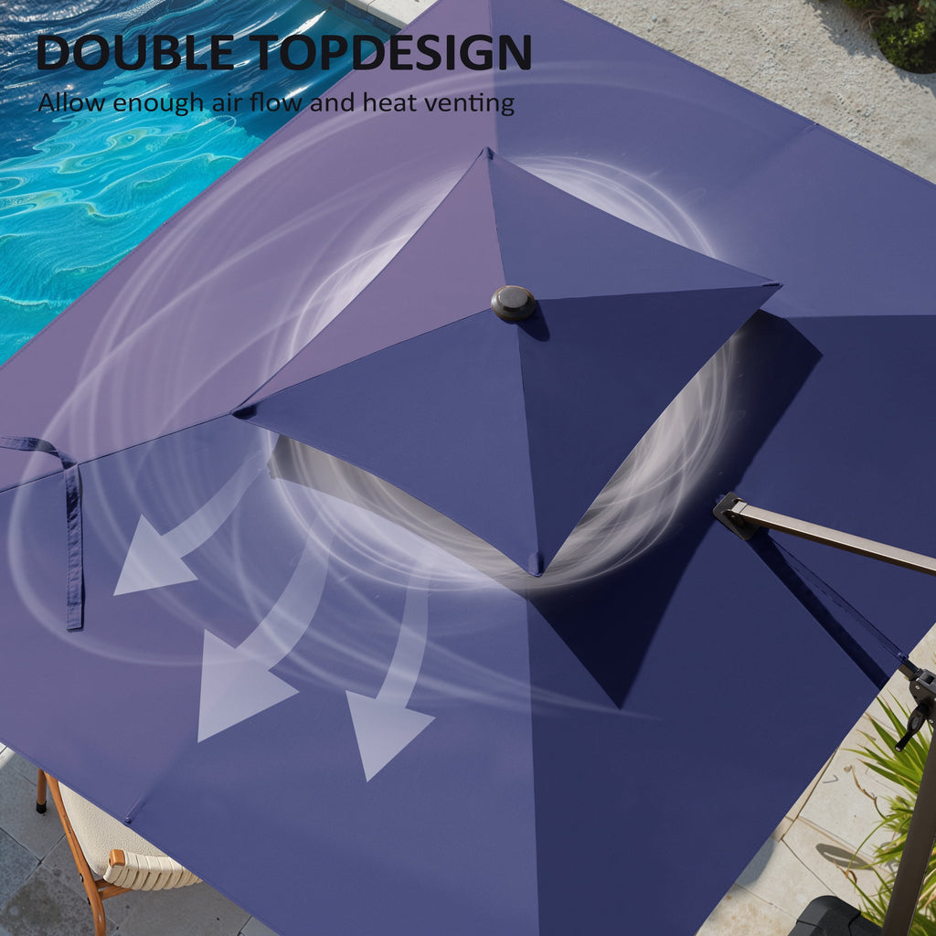 Pellebant 9' X 11' Patio Umbrella Outdoor Rectangle Umbrella Large Cantilever Umbrella Windproof Offset Heavy Duty Sun for Garden Deck Pool Patio