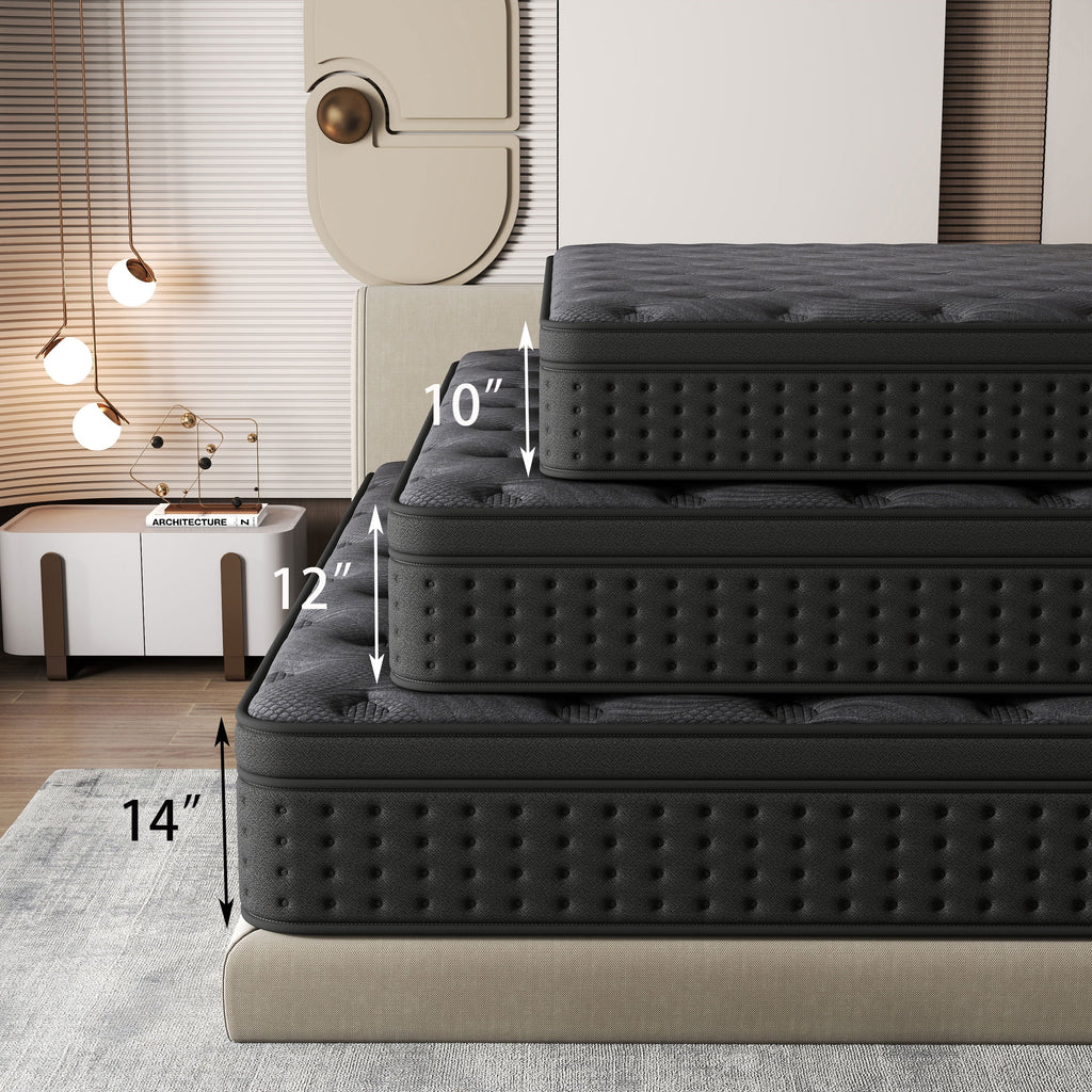 Zekbip 12 inch Queen Mattress in a Box, Hybrid Gel Memory Foam with Individually Wrapped Pocket Coils, Medium Firm, Pressure Relief, Cooling Sleep Support for Adult