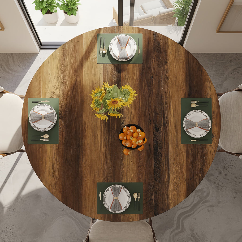 Modern Faux Marble Dining Table, 63 Rectangular 4-6 Seater Wood Table with Sturdy Base, Kitchen Living Room Dinner Table